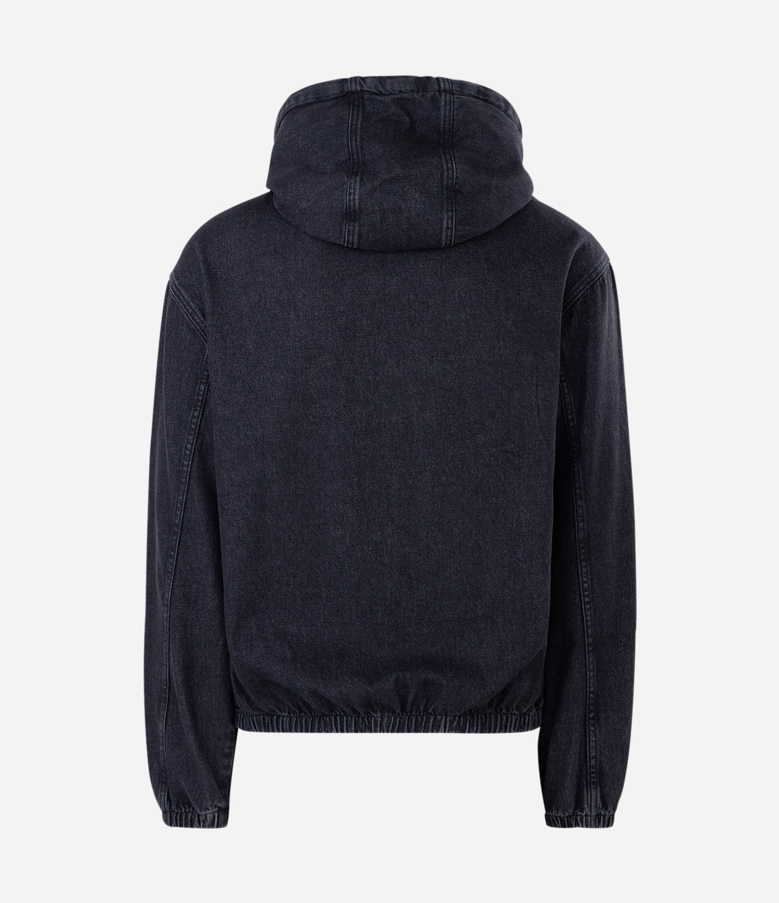 Jaqueta Bomber em Jeans com Zíper e Capuz Jeans Escuro 7