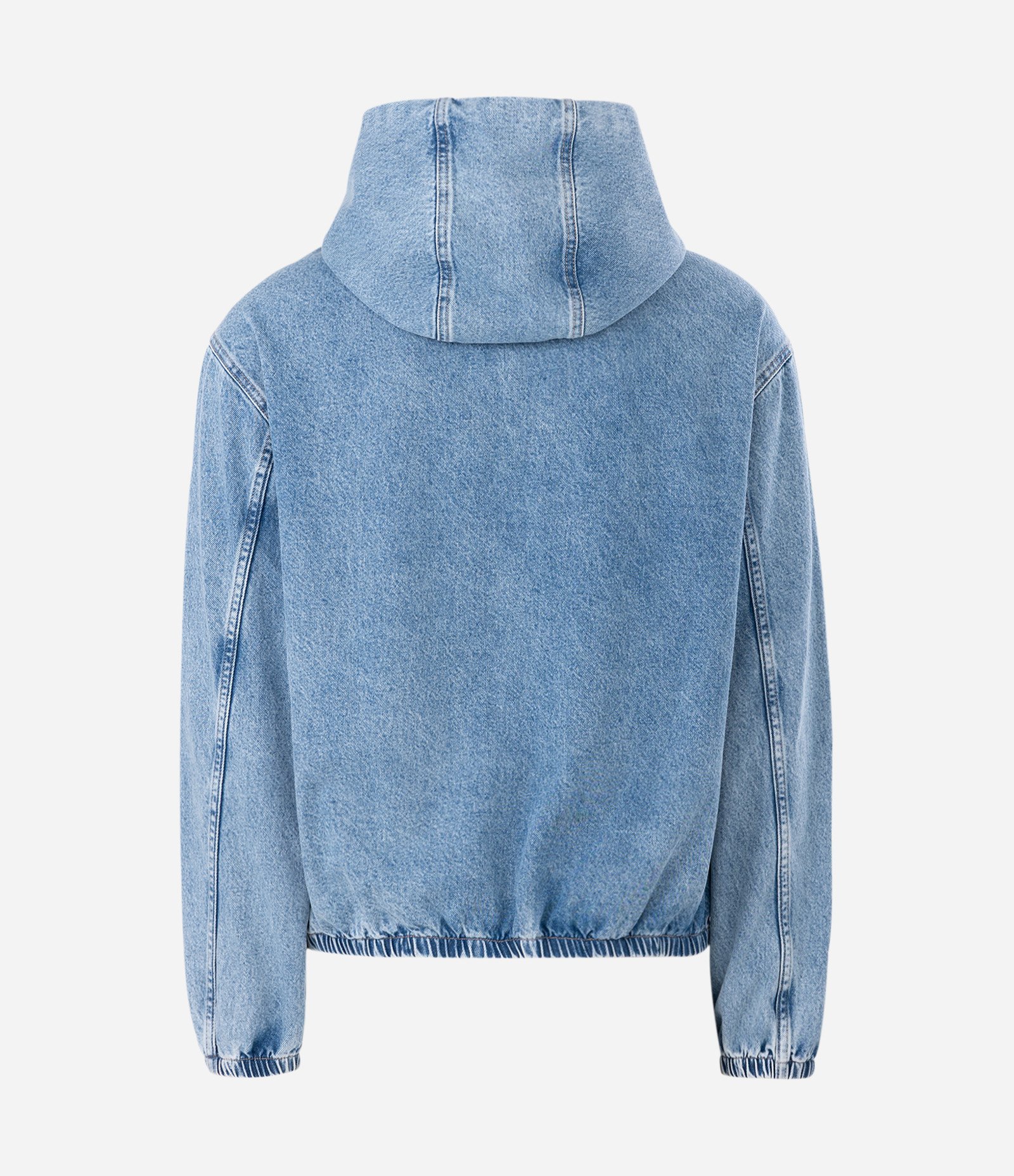 Jaqueta Bomber em Jeans com Zíper e Capuz Jeans Claro 5