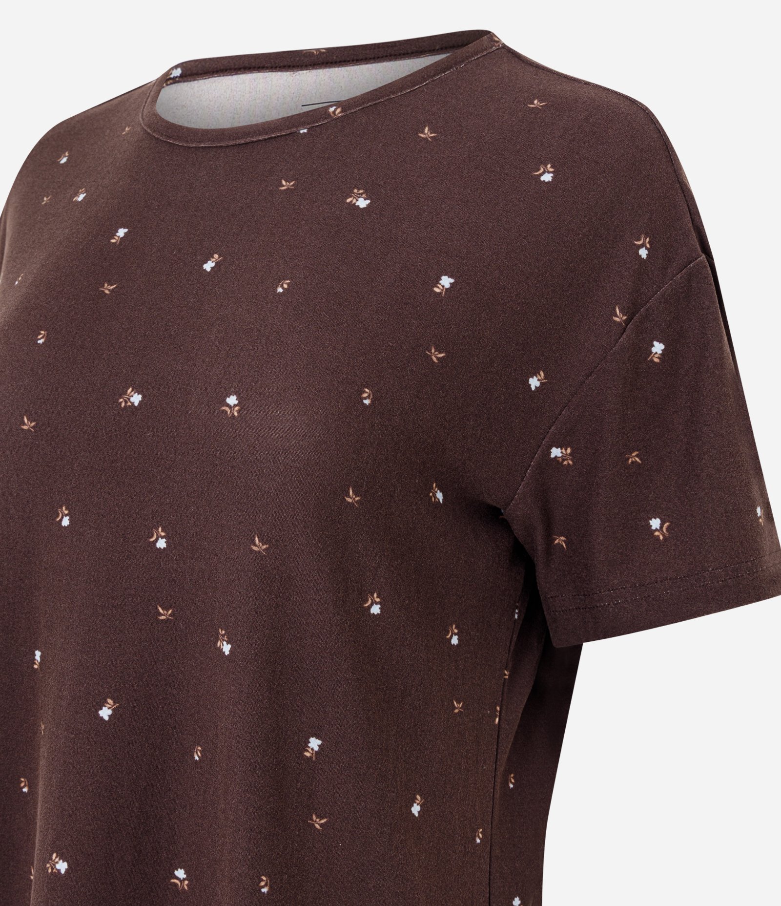 Pijama Curto Feminino Peach Touch Listrado com Pipping Marrom 2