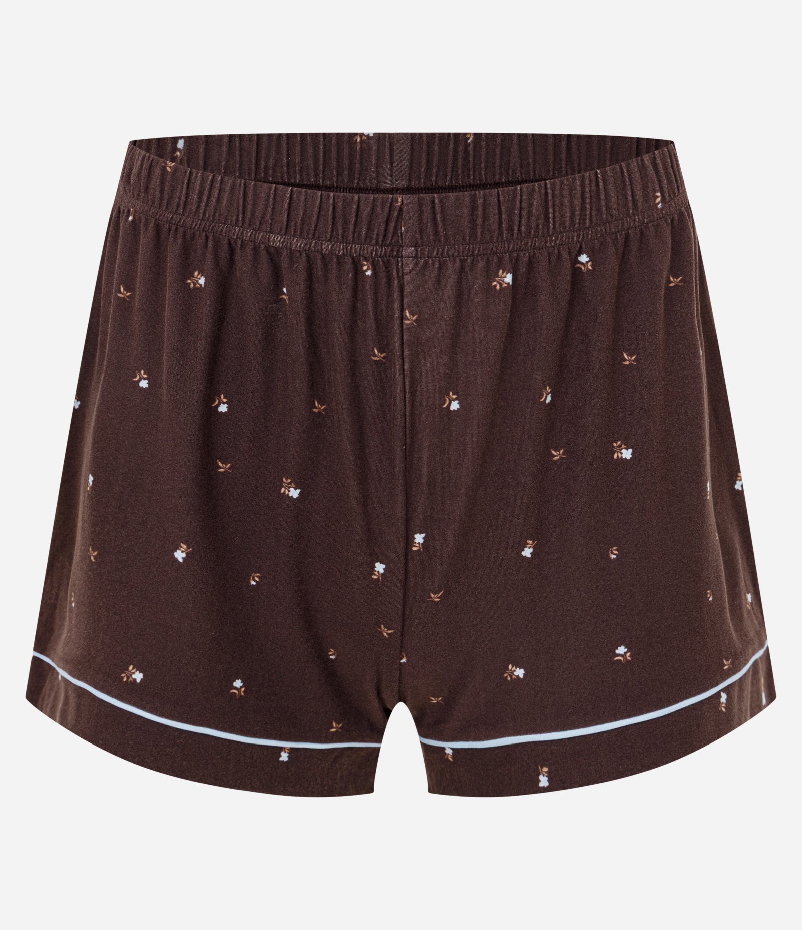 Pijama Curto Feminino Peach Touch Listrado com Pipping Marrom 4