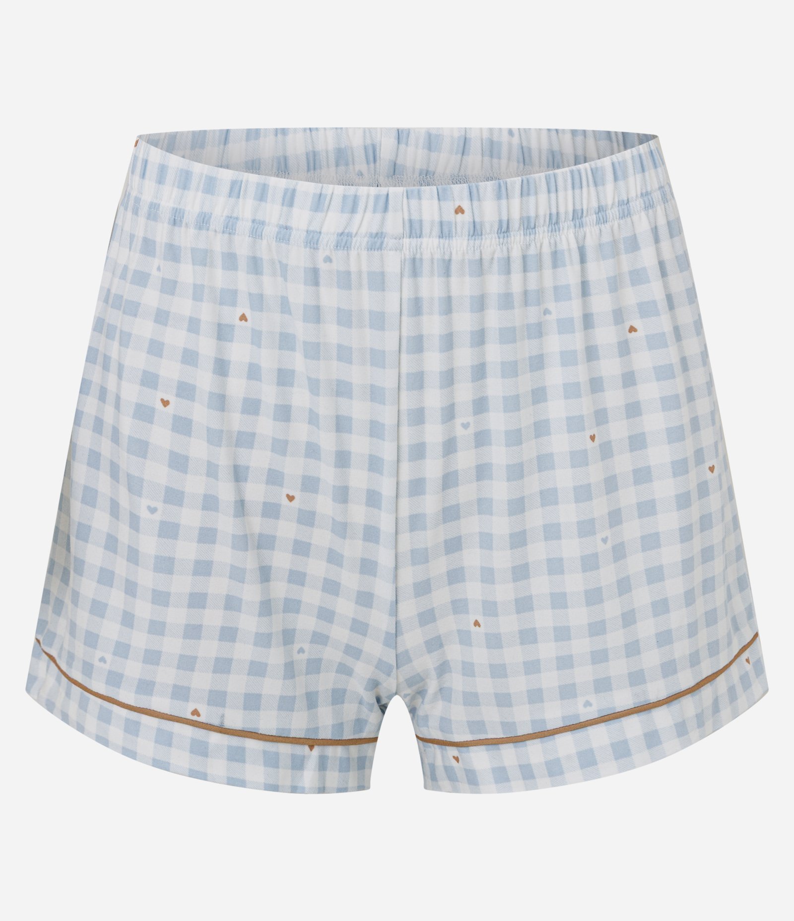 Pijama Curto Feminino Toque Suave Floral Vichy com Pipping Azul 3