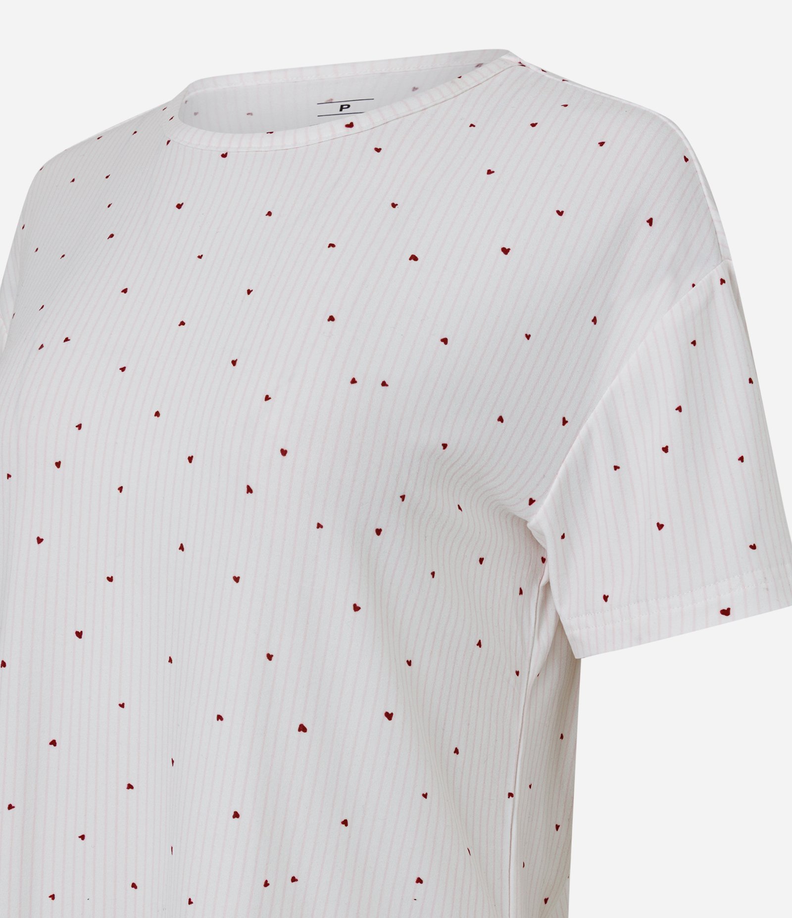 Pijama Short Doll Feminino Toque Suave Corações Bege 6