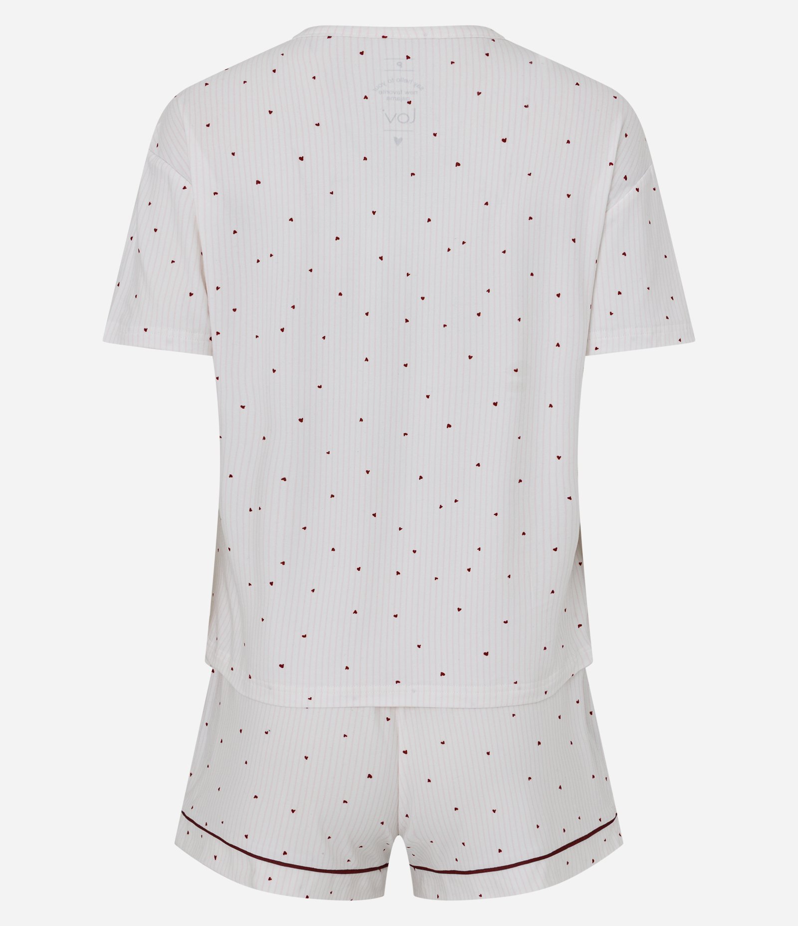 Pijama Short Doll Feminino Toque Suave Corações Bege 7