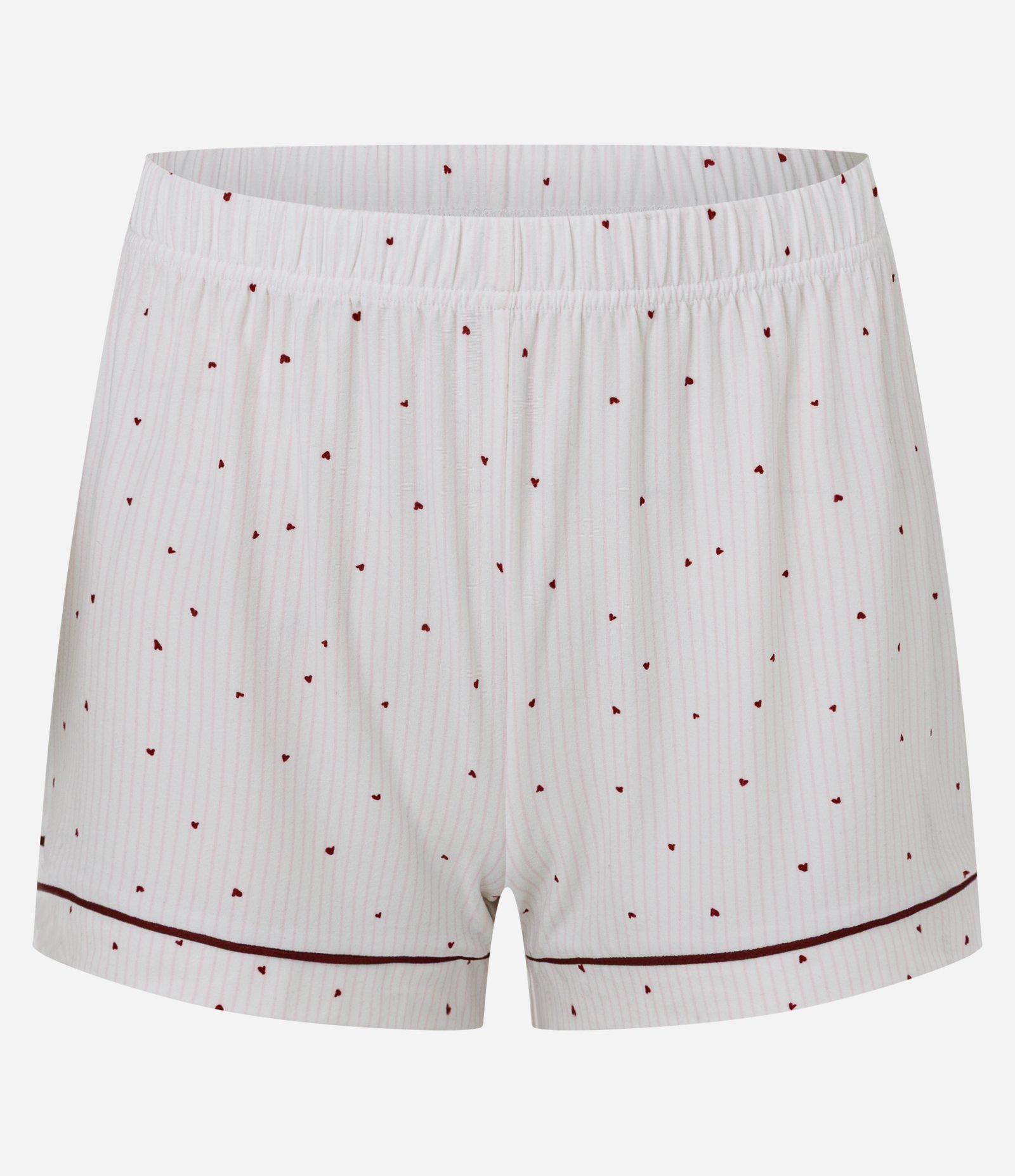 Pijama Short Doll Feminino Toque Suave Corações Bege 8