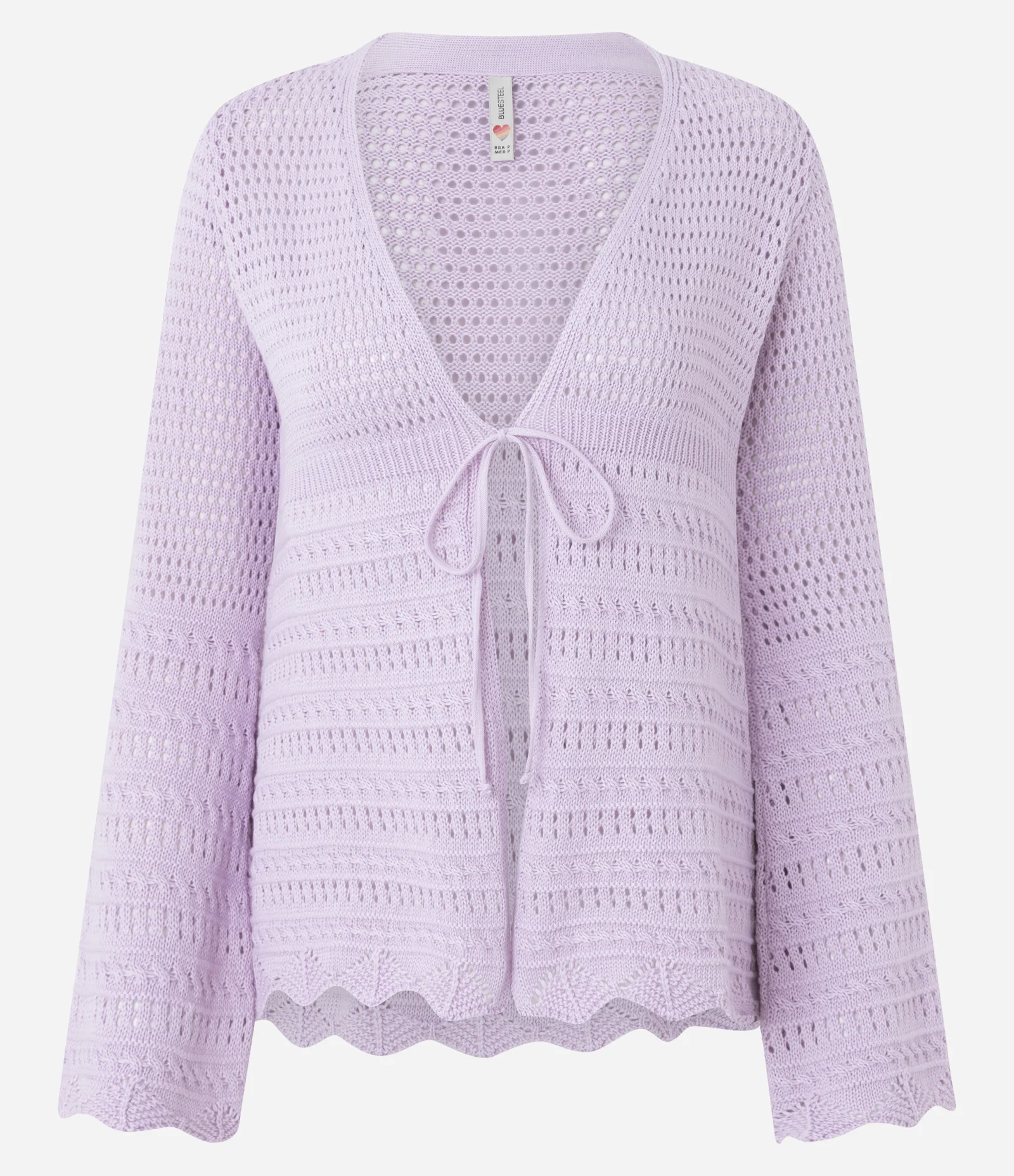 Kimono em Tricô com Mix de Pontos e Amarração Roxo 1