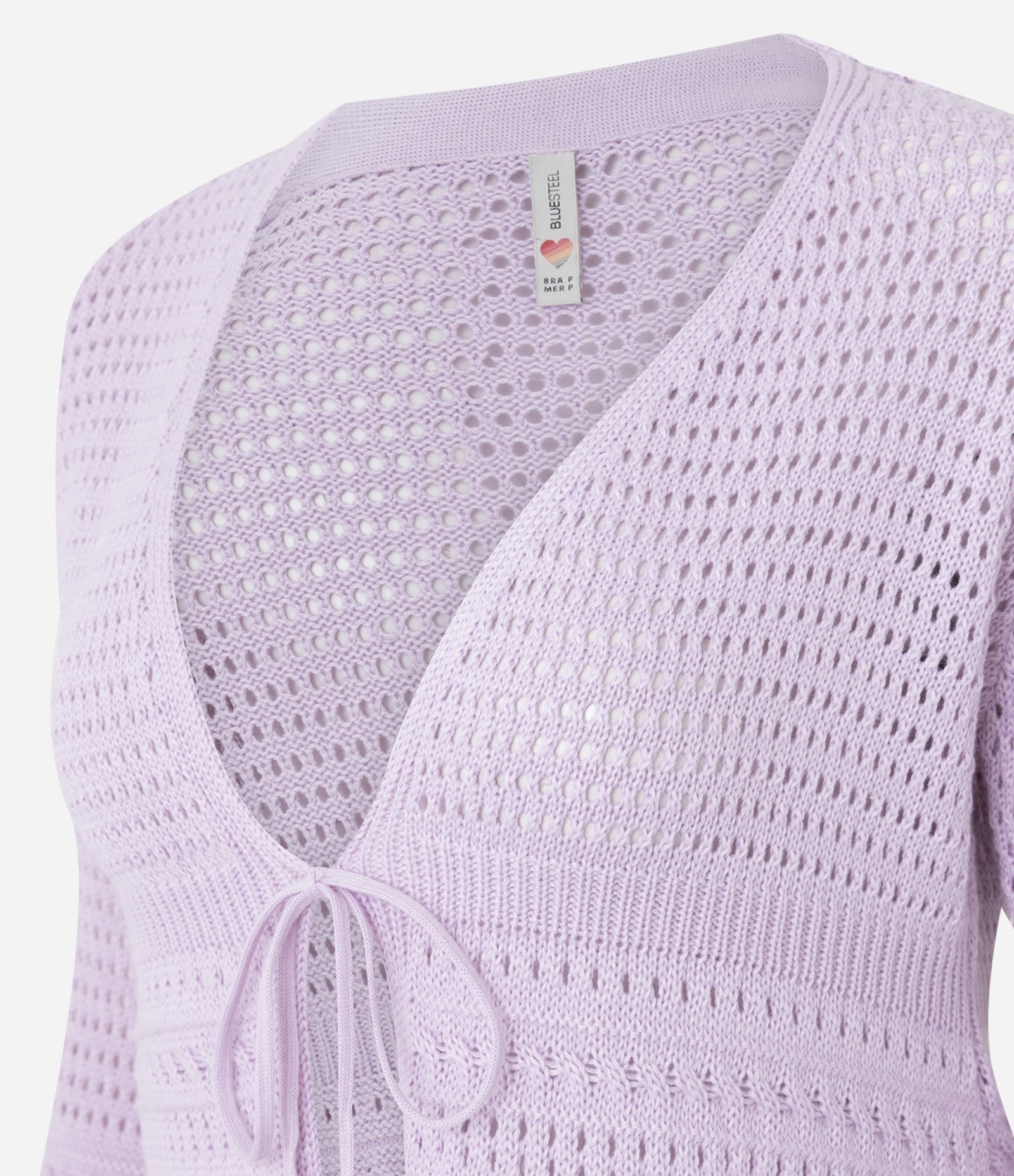 Kimono em Tricô com Mix de Pontos e Amarração Roxo 2