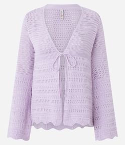 Kimono em Tricô com Mix de Pontos e Amarração