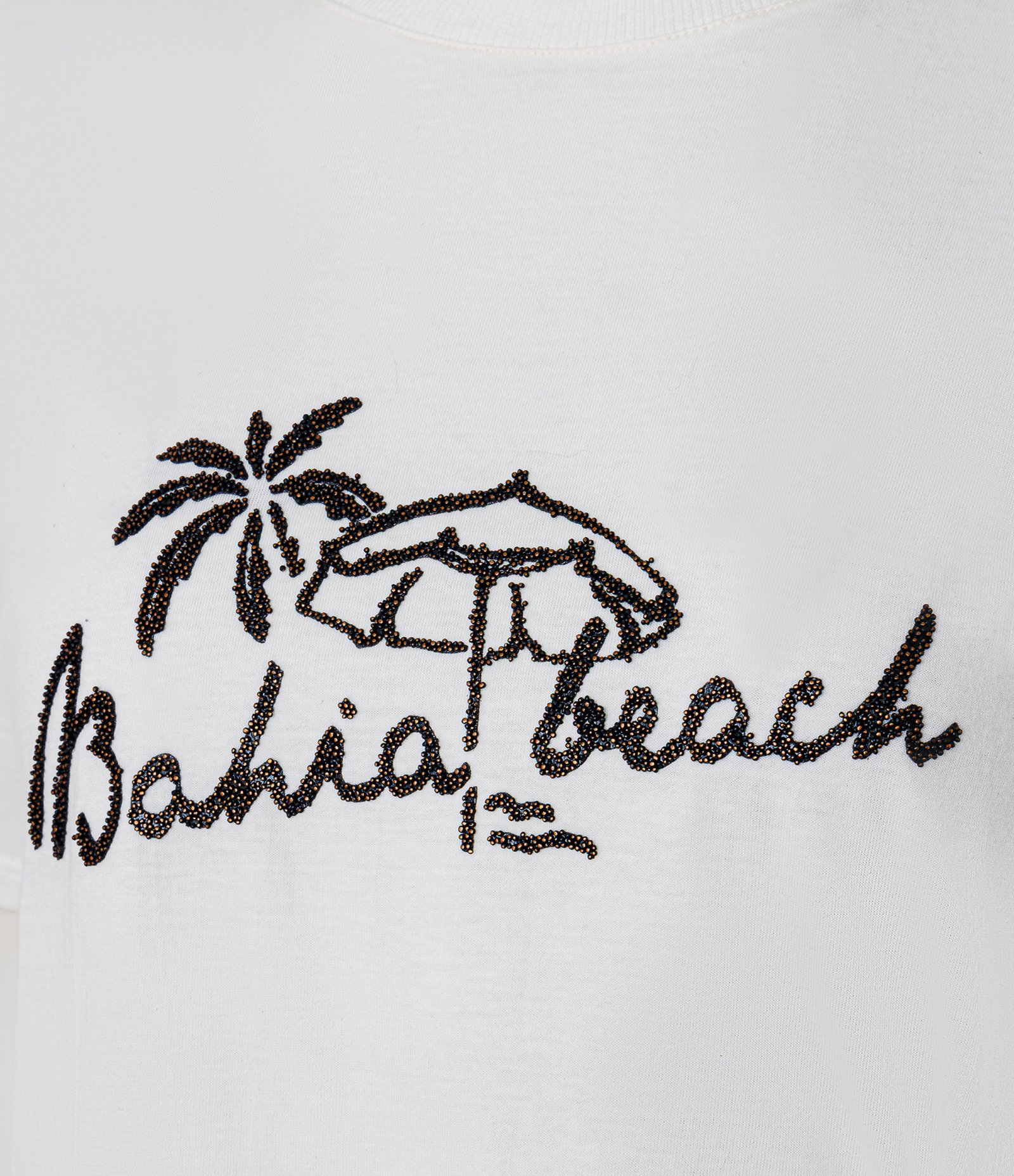Blusa Manga Curta com Torção e Estampa Bahia Beach Branco 2