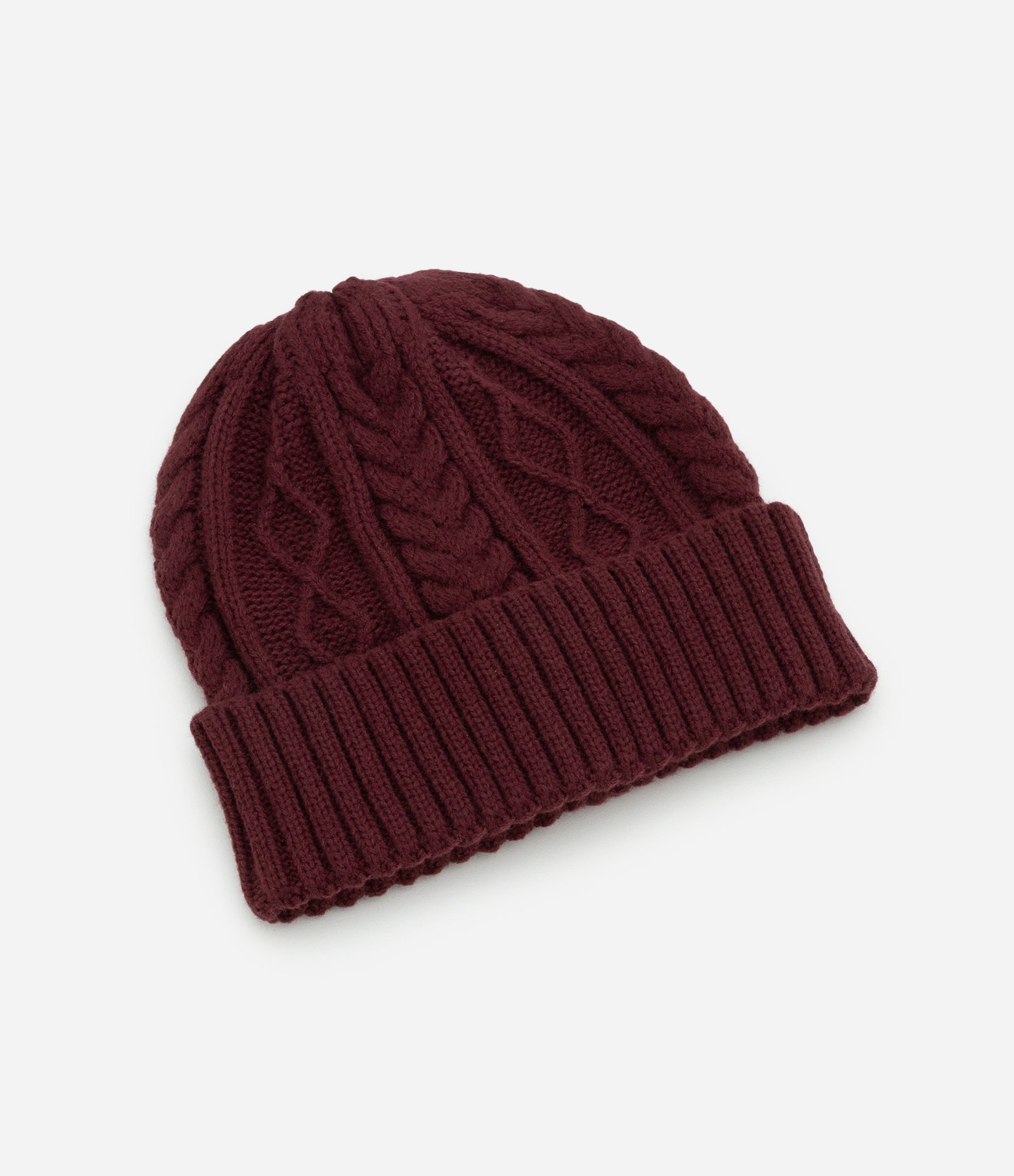 Touca em Tricô com Textura Trançada Vinho 1