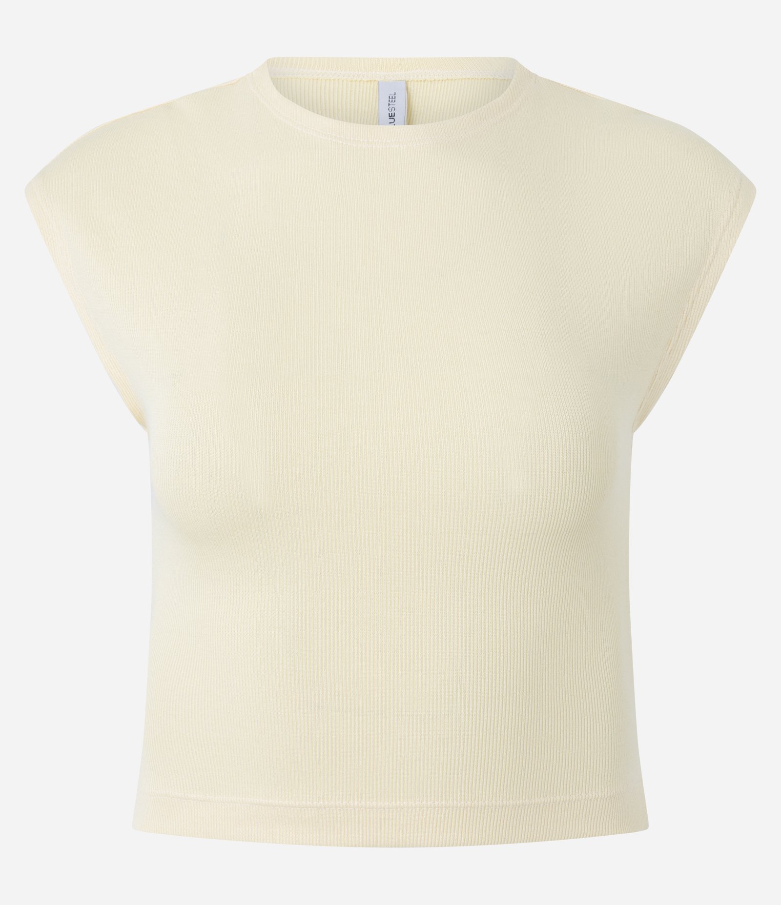 Blusa sem Manga em Ribana com Textura Caneladinha Amarelo Claro 1
