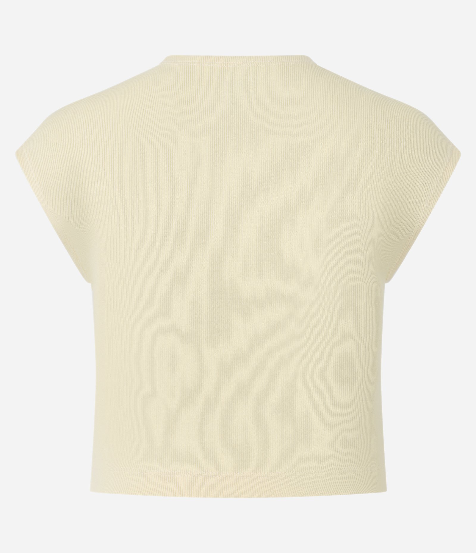 Blusa sem Manga em Ribana com Textura Caneladinha Amarelo Claro 3