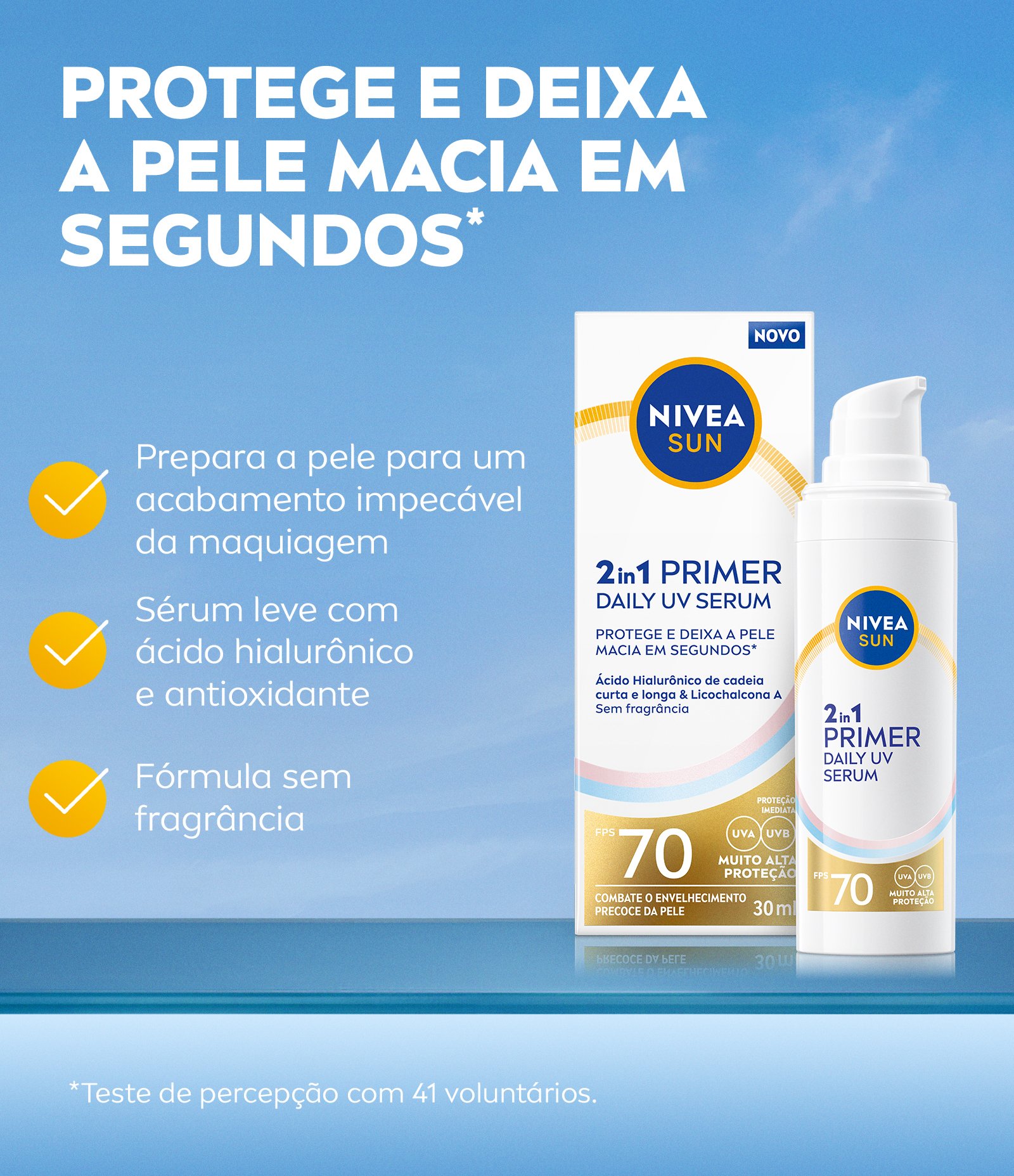 Serum Primer Daily UV  2 em 1 FPS70 Nivea Sun 30ml 4