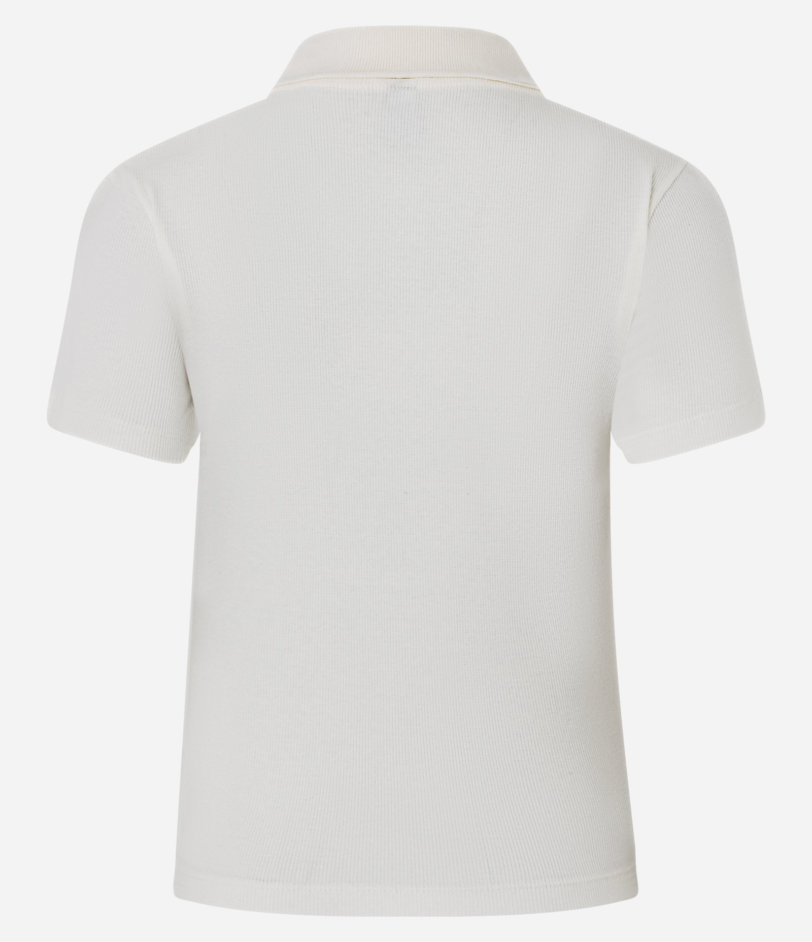 Polo Manga Curta em Ribana com Detalhe Listrado no Ombro Branco 5