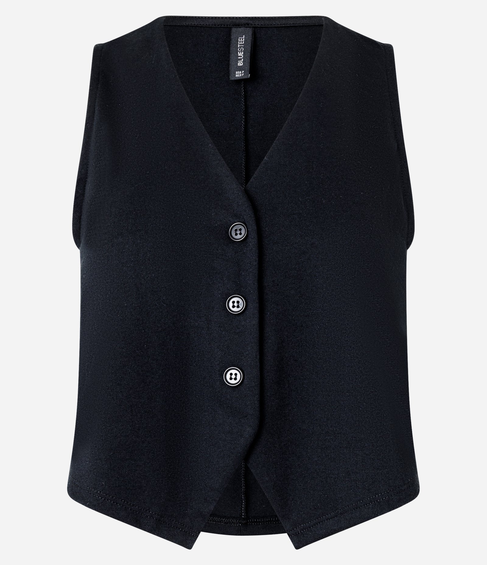 Colete Sem Mangas em Ponto Roma com Botões Preto 4
