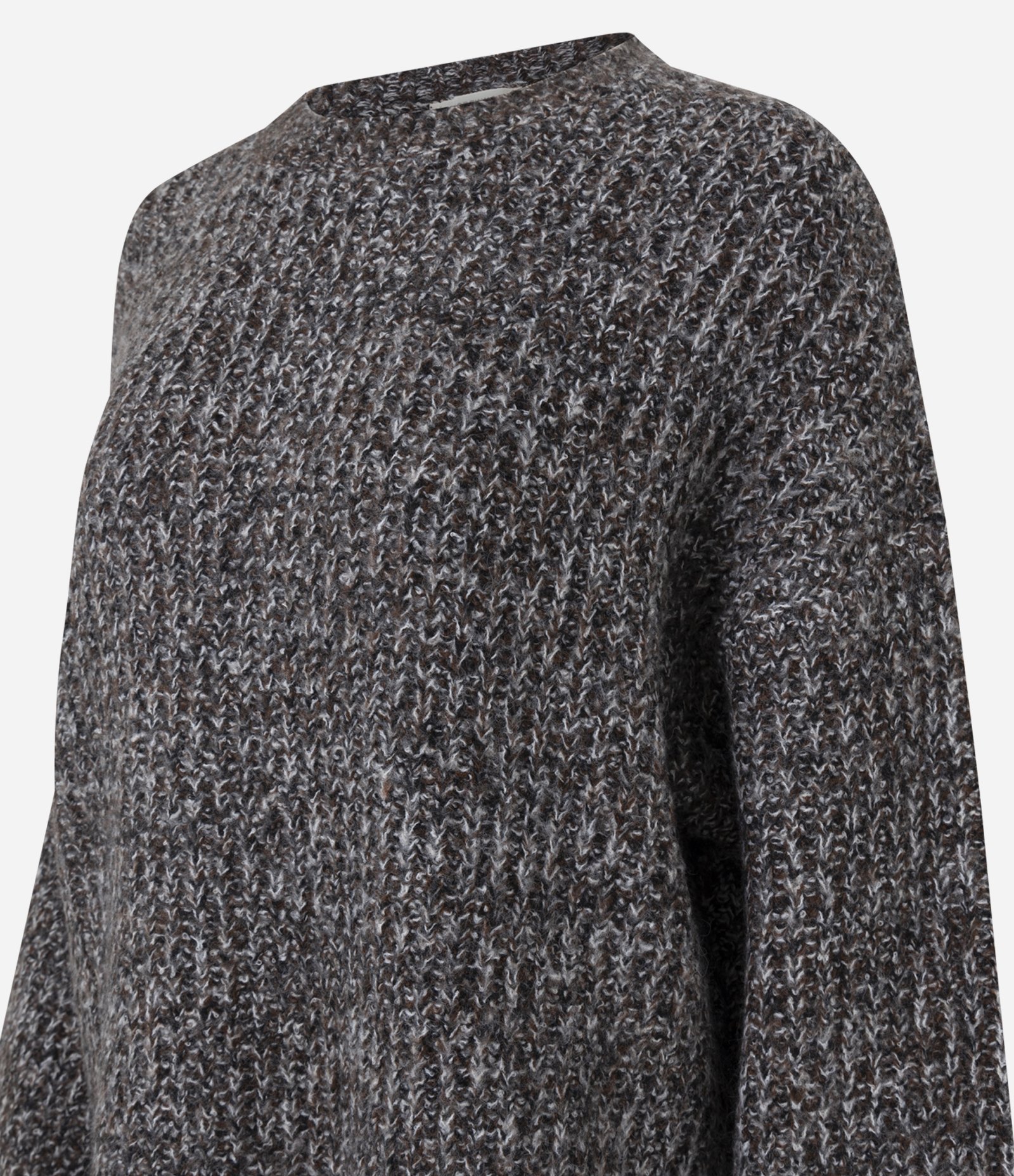 Suéter Over Regular em Tricô com Efeito Mesclado Cinza 2