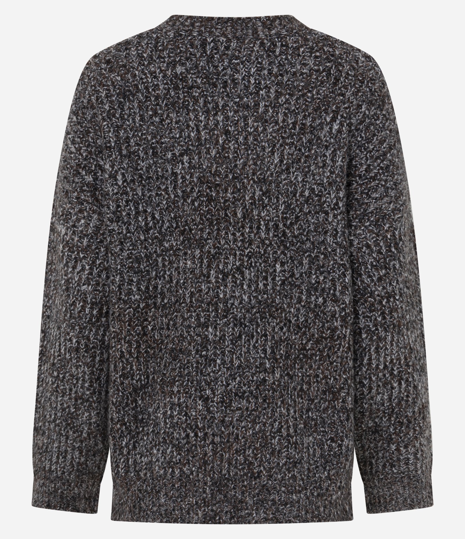 Suéter Over Regular em Tricô com Efeito Mesclado Cinza 3