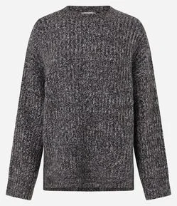 Suéter Over Regular em Tricô com Efeito Mesclado