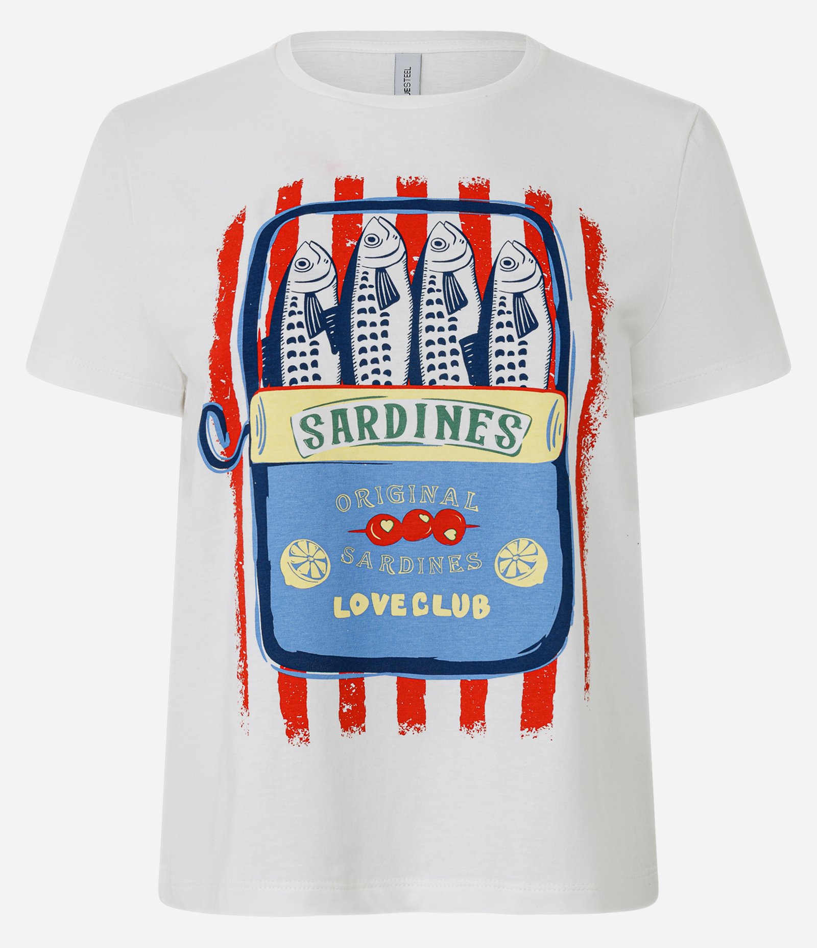Camiseta Manga Curta com Estampa Sardines Club Branco 1
