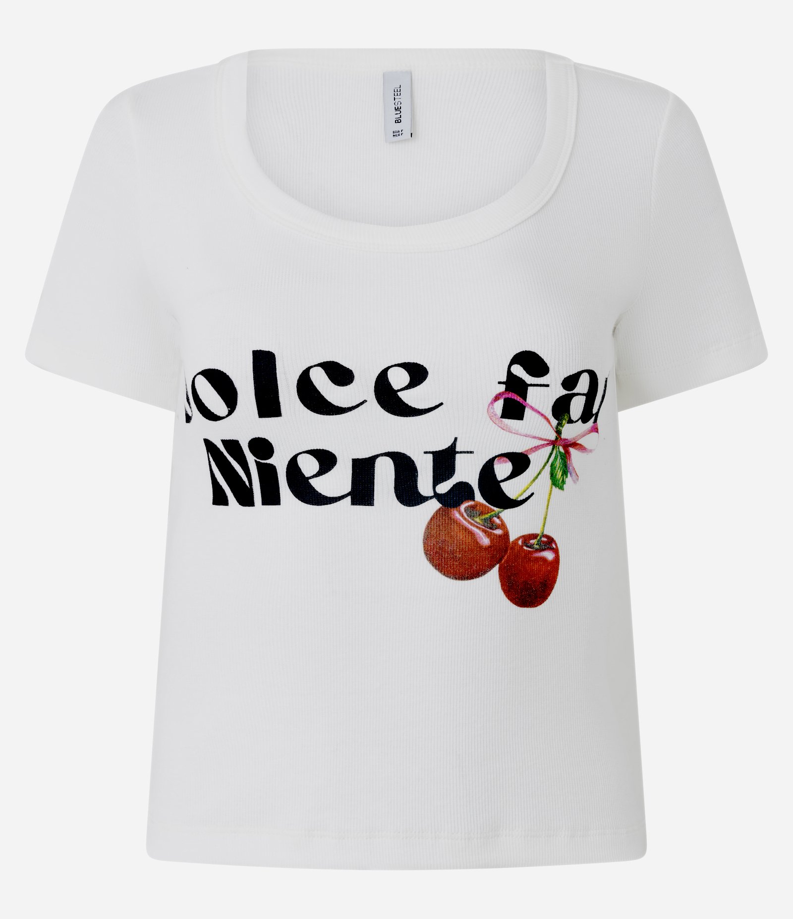 Blusa Baby Tee em Ribana com Lettering Frontal Branco 4