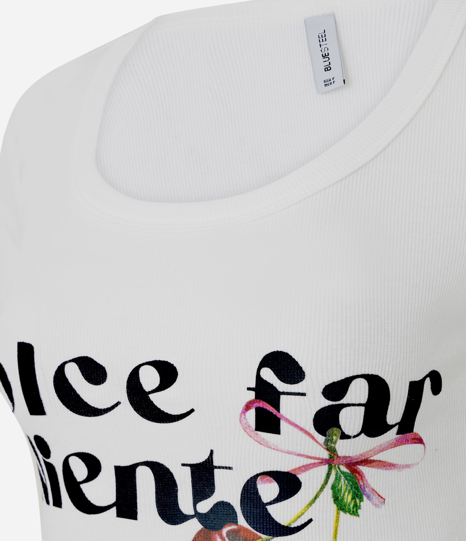 Blusa Baby Tee em Ribana com Lettering Frontal Branco 5