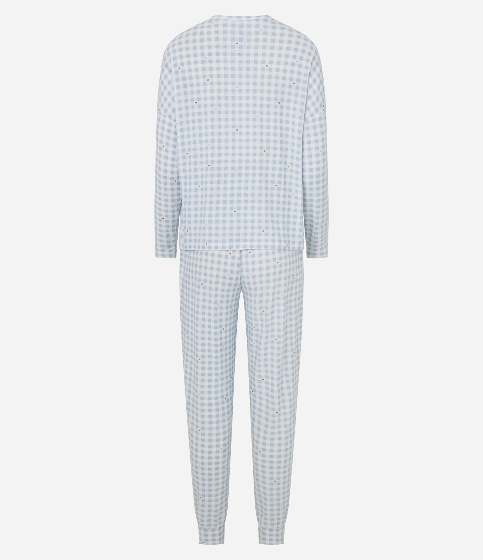 Pijama Longo Jovem Feminino Toque Suave Vichy Jogger Azul 2