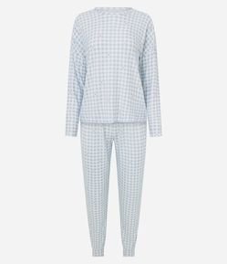 Pijama Longo Jovem Feminino Toque Suave Vichy Jogger