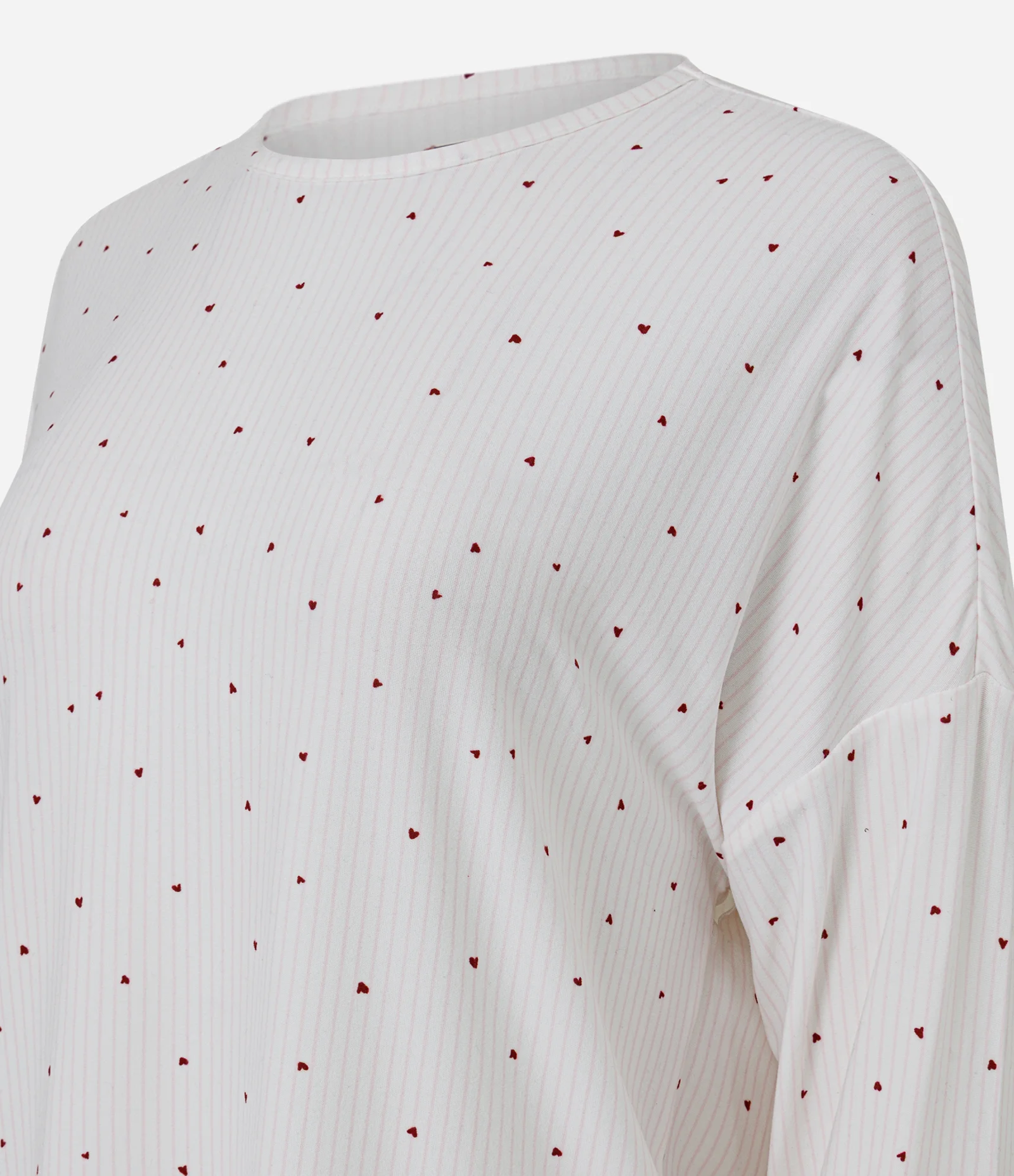 Pijama Longo Jovem Feminino Toque Suave Corações Jogger Branco 2