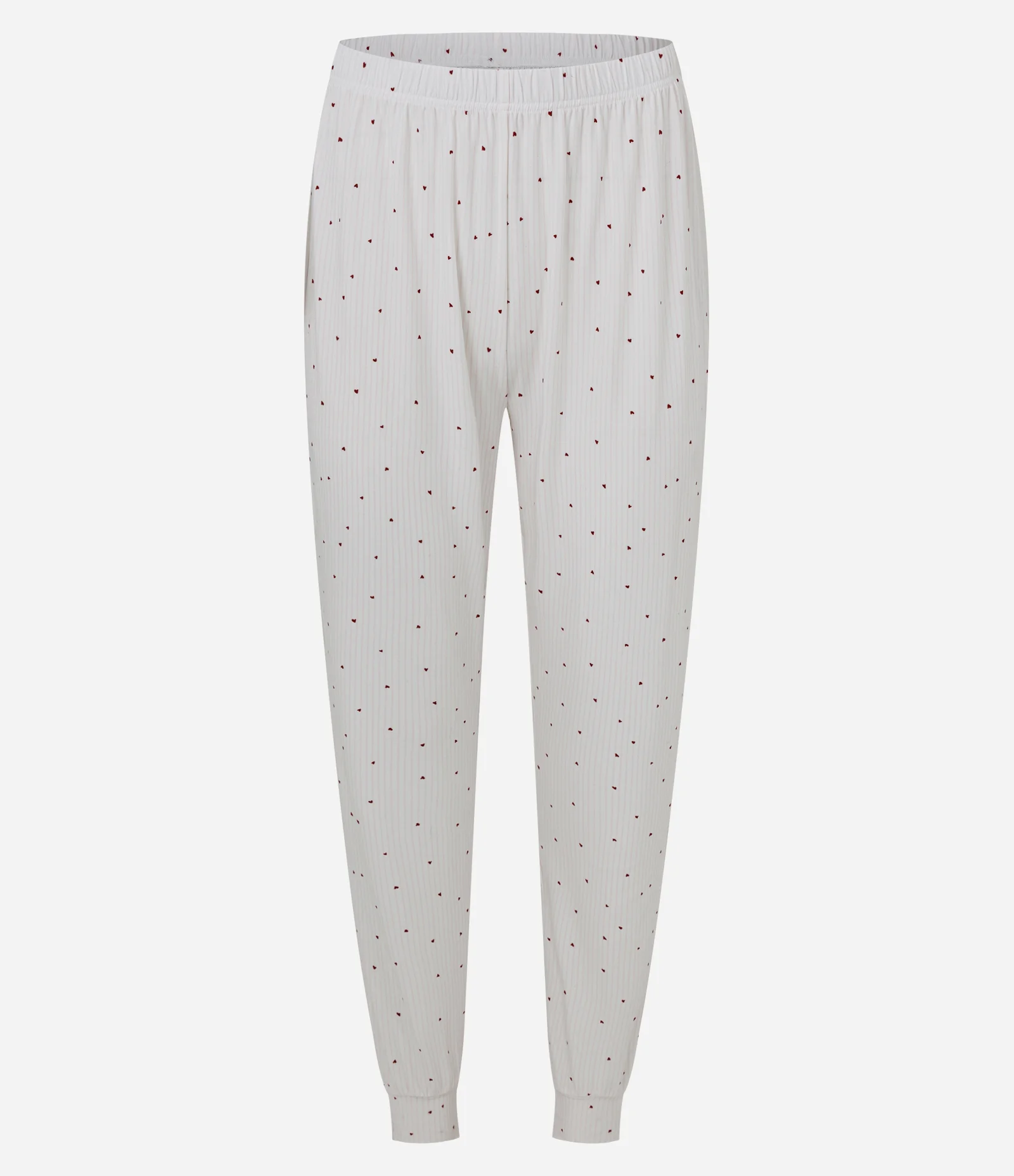 Pijama Longo Jovem Feminino Toque Suave Corações Jogger Branco 4