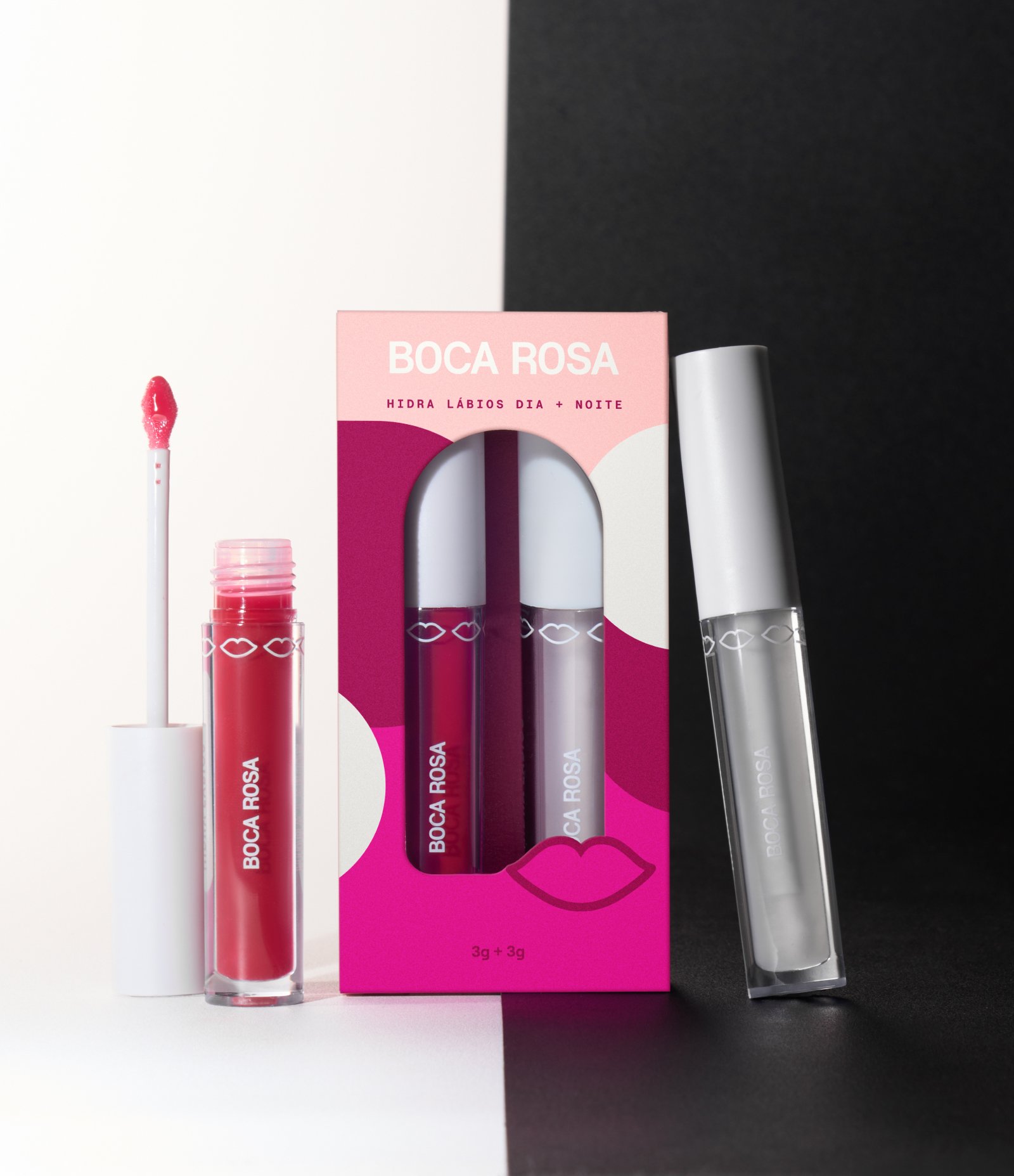 Combo Gloss Labial Dia Noite Hidralabios Boca Rosa Rosa 4