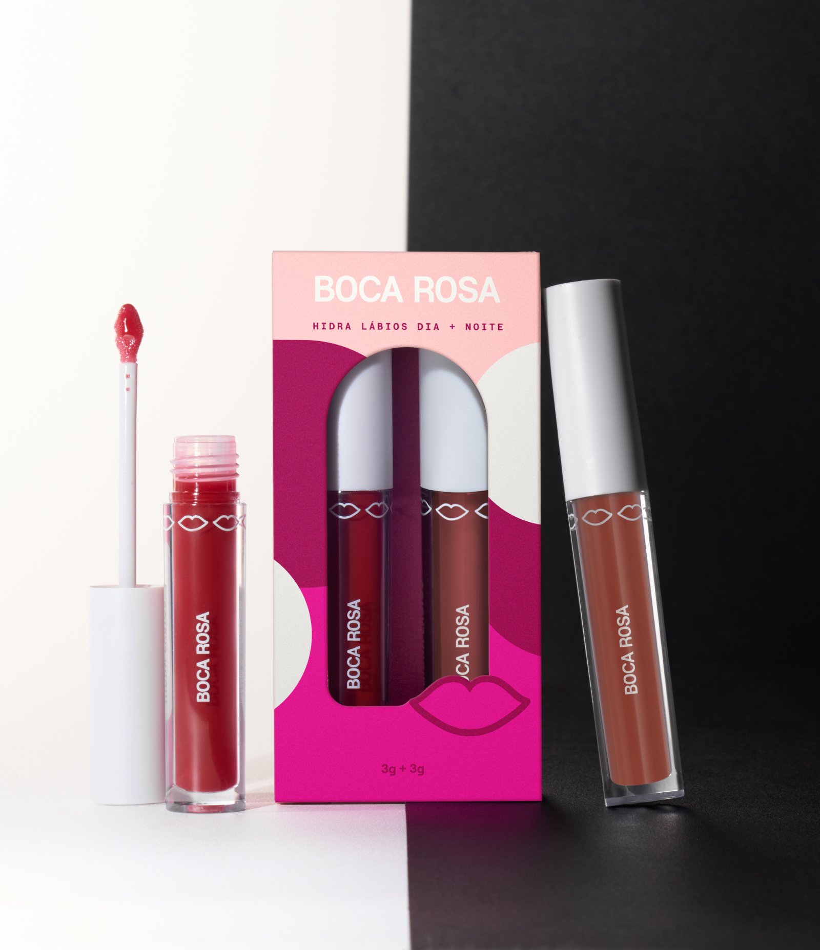 Combo Gloss Labial Dia Noite Boca Rosa Hidralabios Vinho Chillipepper 4