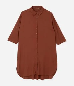 Vestido Chemise em Viscose com Barra Arredondada Currve & Plus Size