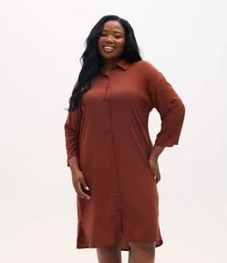 Vestido Chemise em Viscose com Barra Arredondada Currve & Plus Size