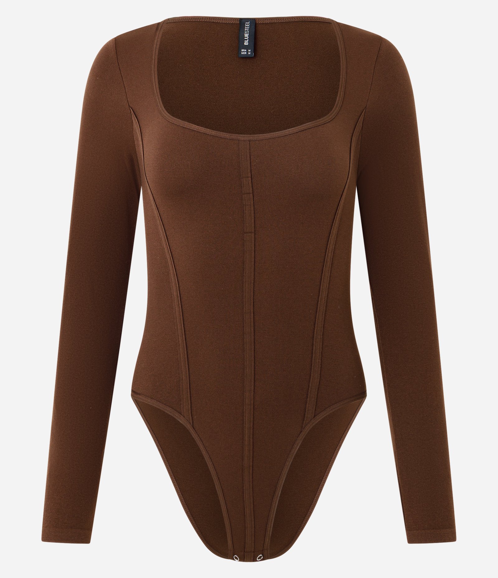 Body em Poliamida Seamless e Decote Quadrado Marrom 5