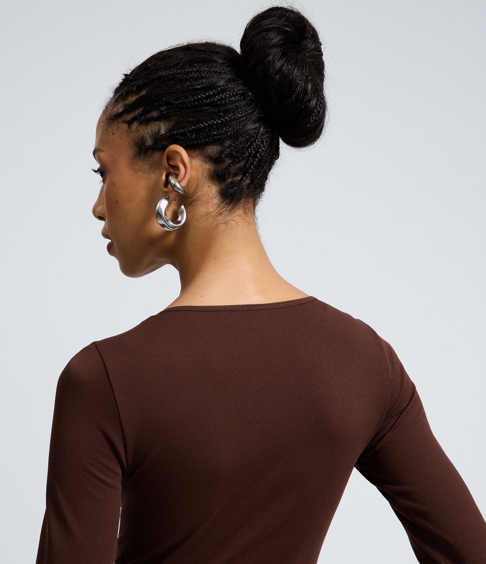 Body em Poliamida Seamless e Decote Quadrado Marrom 4