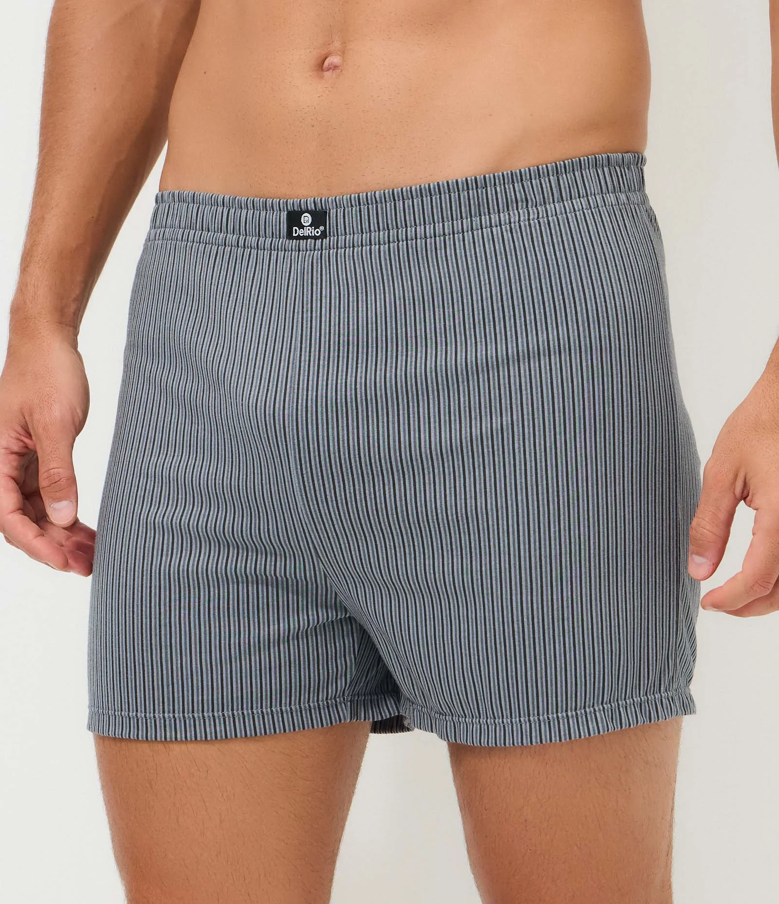 Cueca Samba Canção em Algodão com Estampa Listrada Del Rio Cinza 2