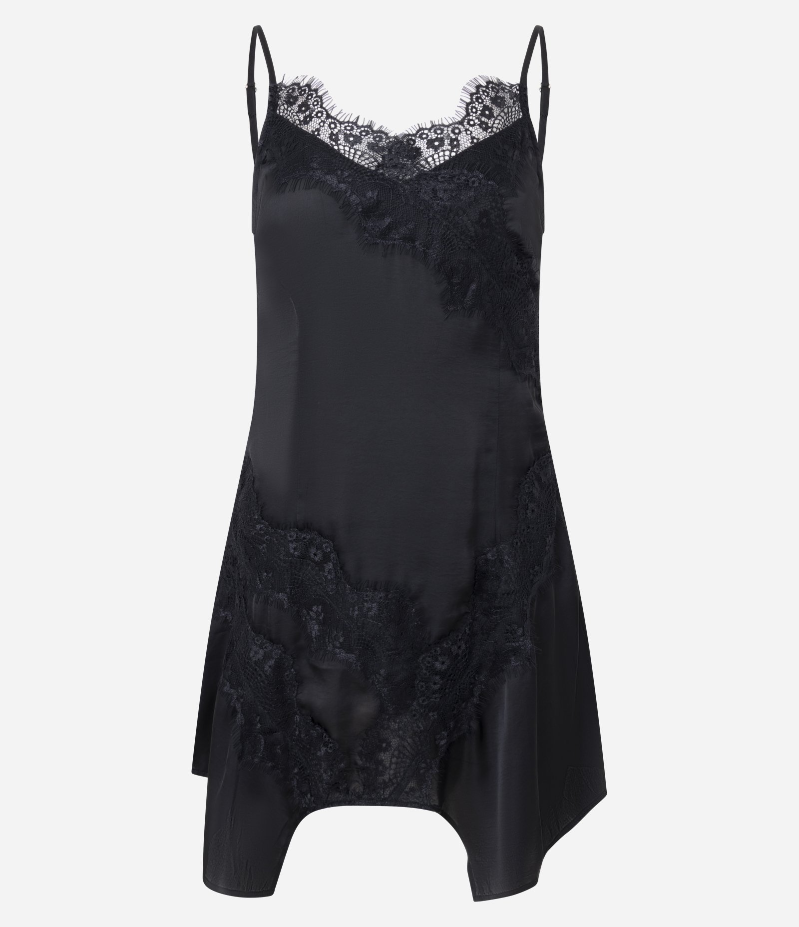 Vestido em Cetim com Detalhes em Renda Preto 1