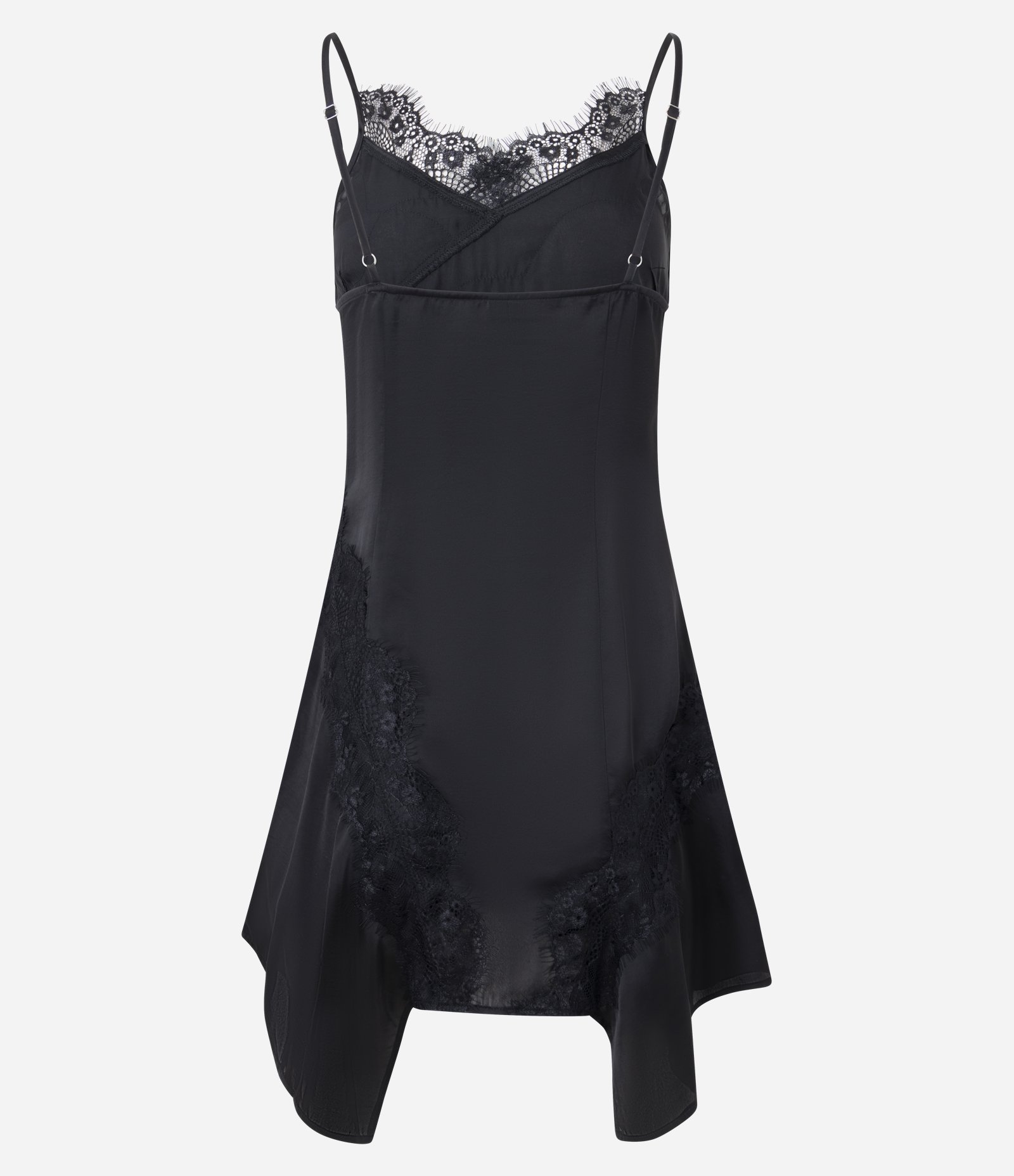 Vestido em Cetim com Detalhes em Renda Preto 3