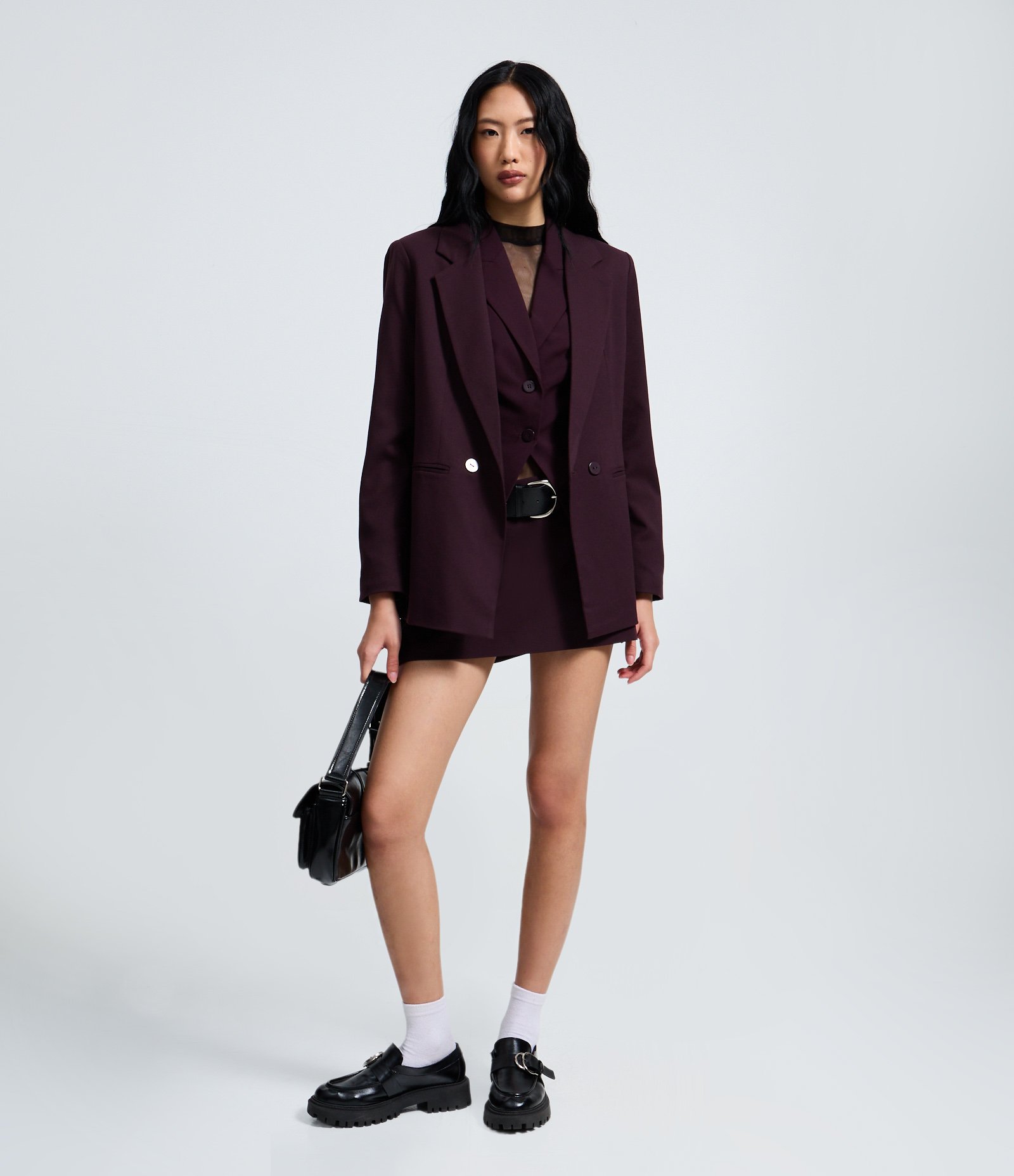 Short Saia Alfaiatado Roxo 1