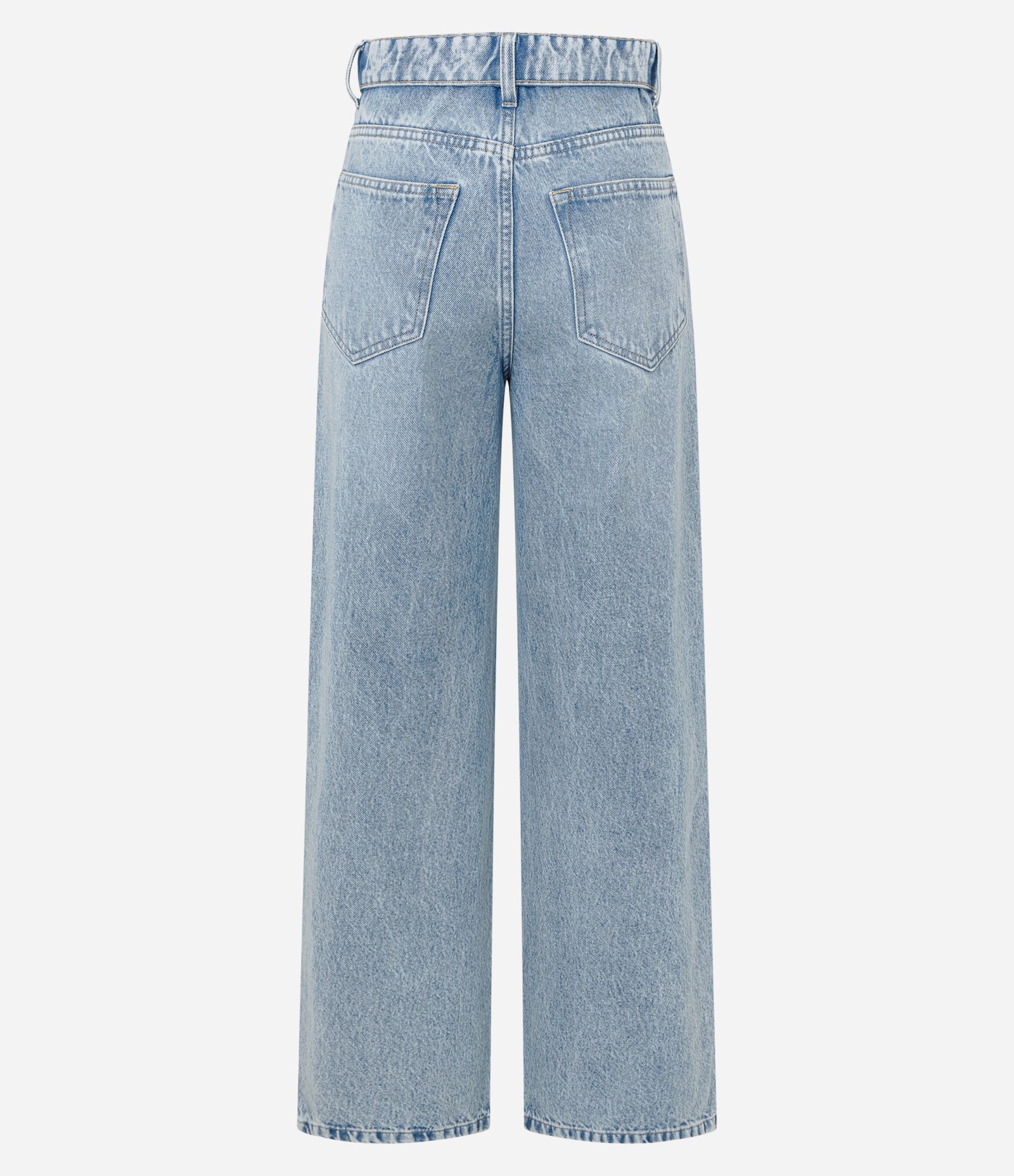 Calça Wide Leg em Jeans com Cós Virado Claro 2