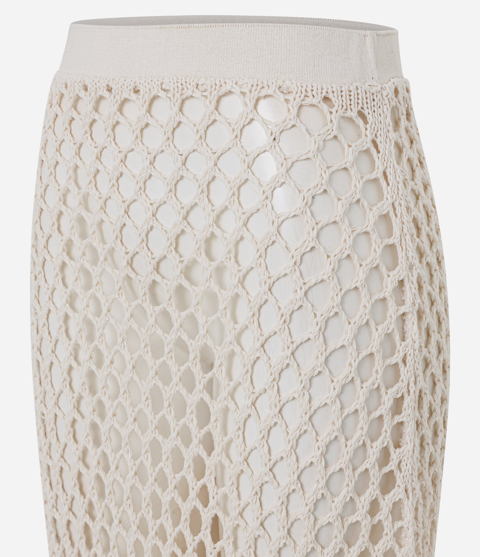 Saia Longa em Algodão com Ponto Rede Bege 2