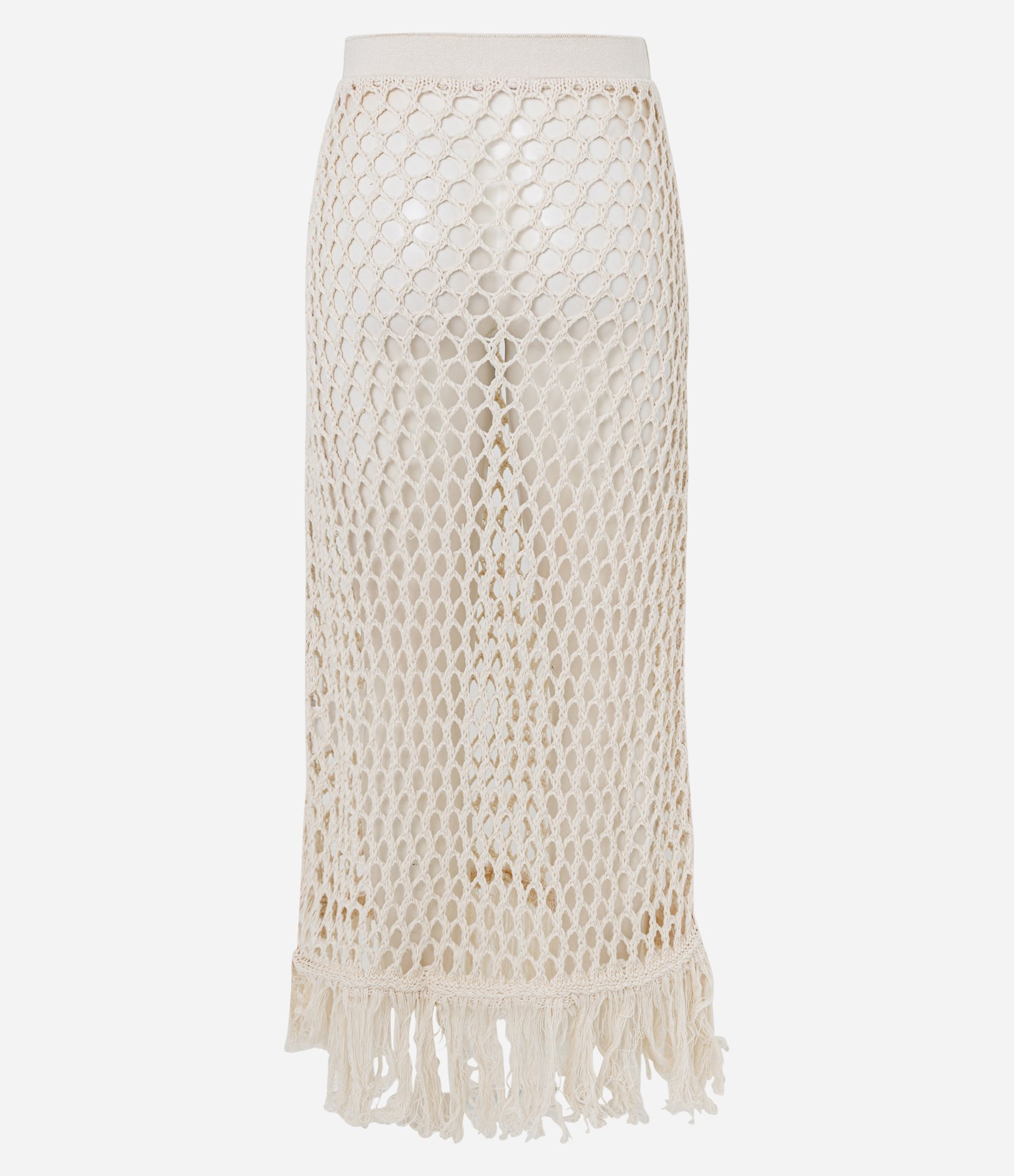 Saia Longa em Algodão com Ponto Rede Bege 3