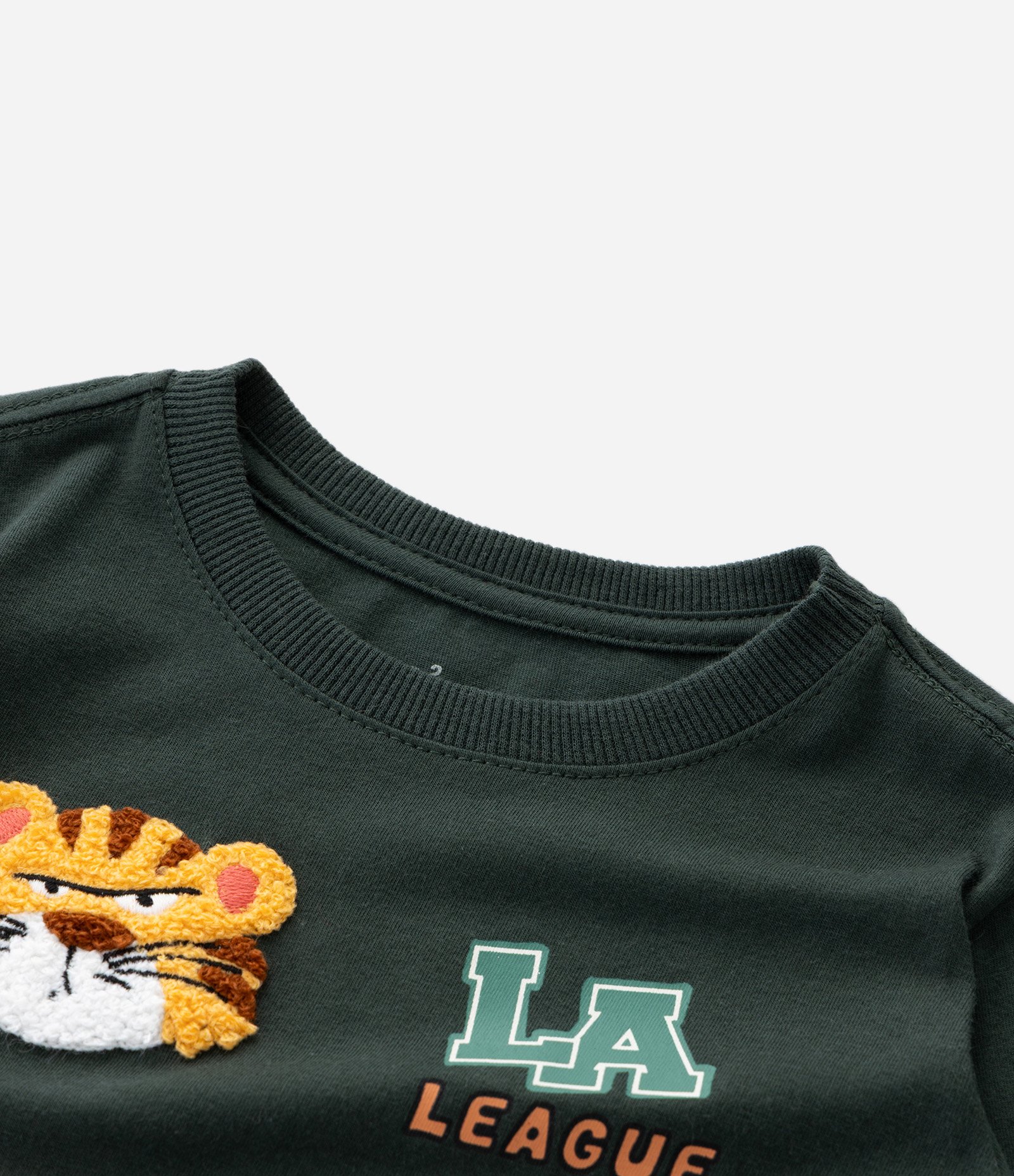 Camiseta Infantil College com Estampa e Detalhes em Chenille – Tam 1 a 5/6 Anos Verde Escuro 4