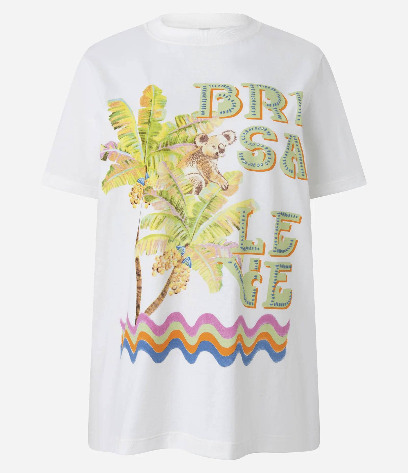 Camiseta em Algodão com Estampa Tropical Brisa Leve Branco 1