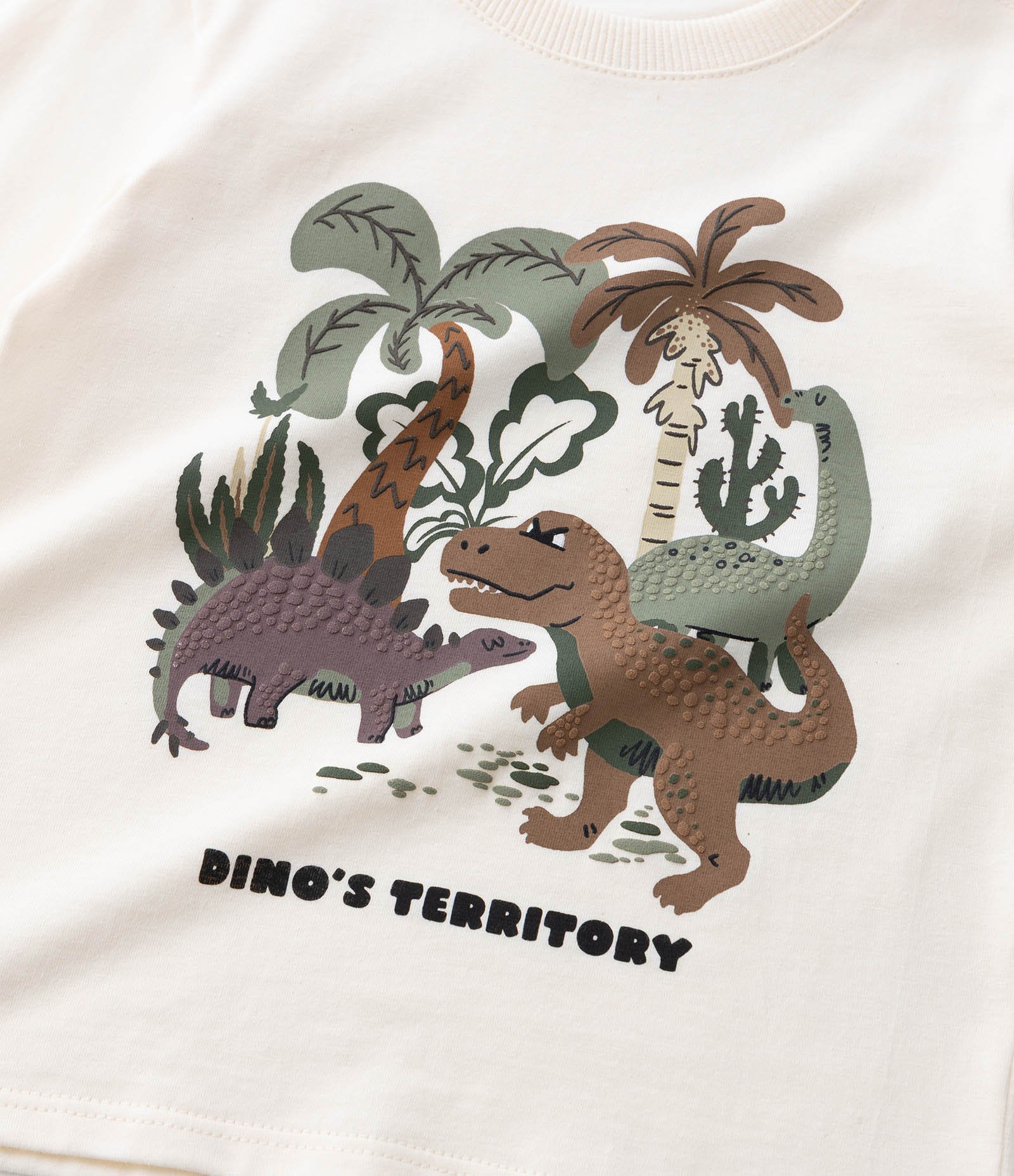 Camiseta Infantil Manga Longa com Estampa de Dinossauros – Tam 1 a 6 Anos Off White 5