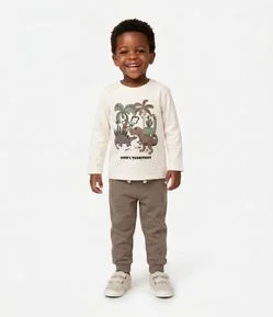 Camiseta Infantil Manga Longa com Estampa de Dinossauros – Tam 1 a 6 Anos