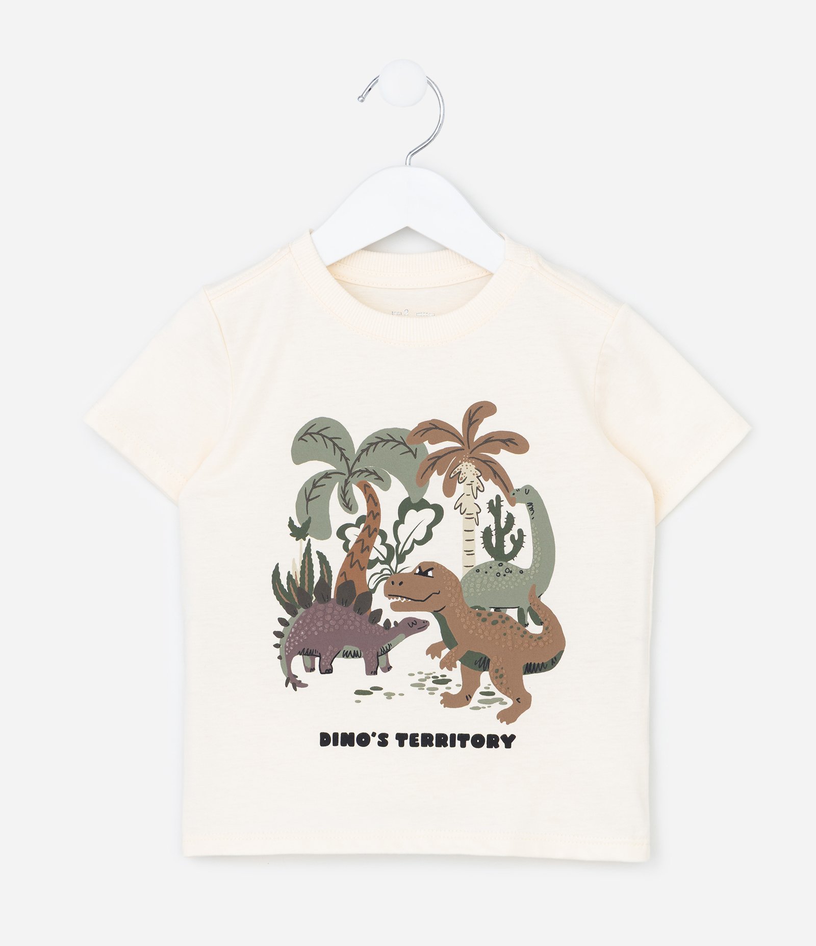 Camiseta Infantil com Estampa de Dinossauros – Tam 1 a 6 Anos Off White 1