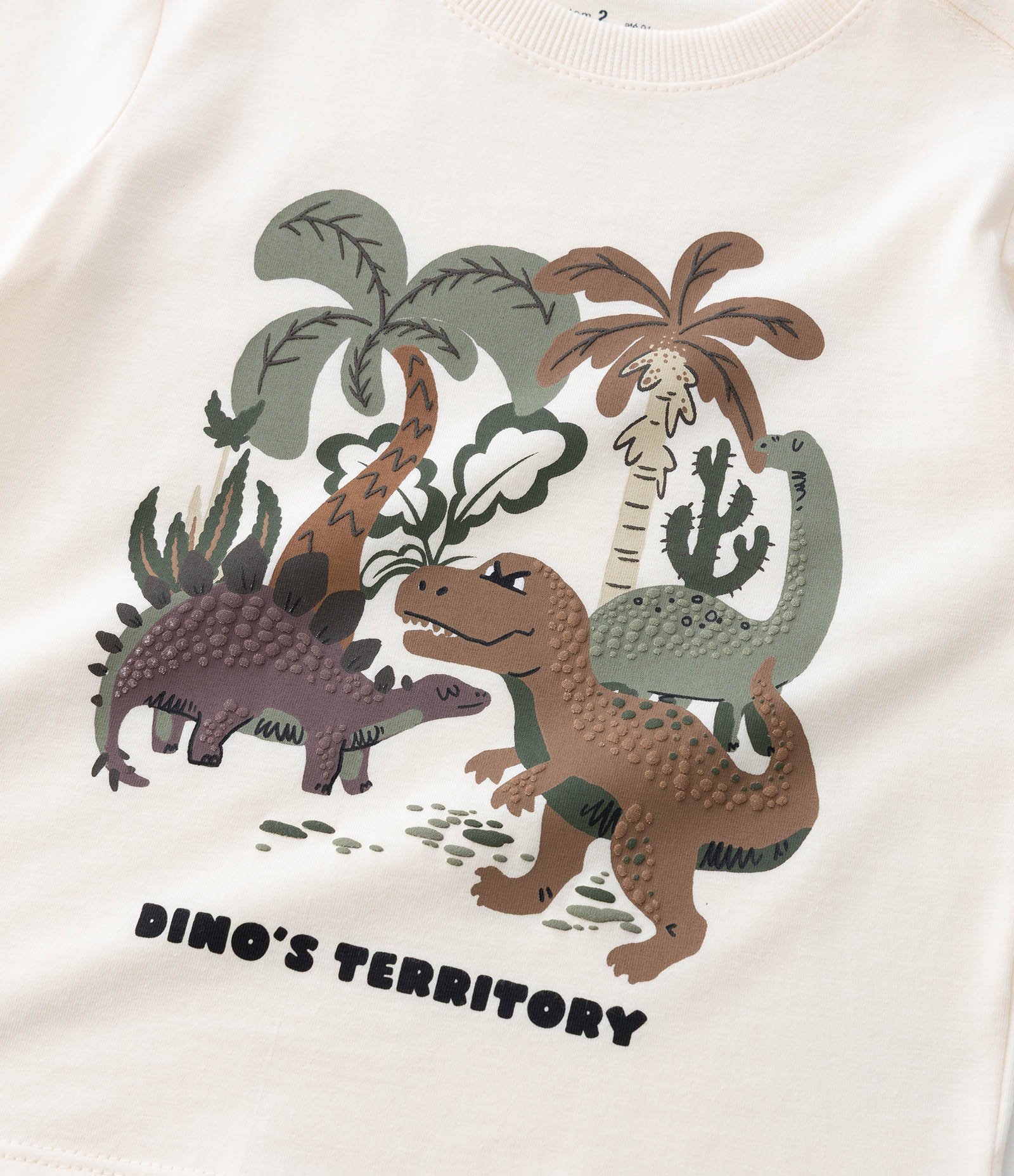 Camiseta Infantil com Estampa de Dinossauros – Tam 1 a 6 Anos Off White 5
