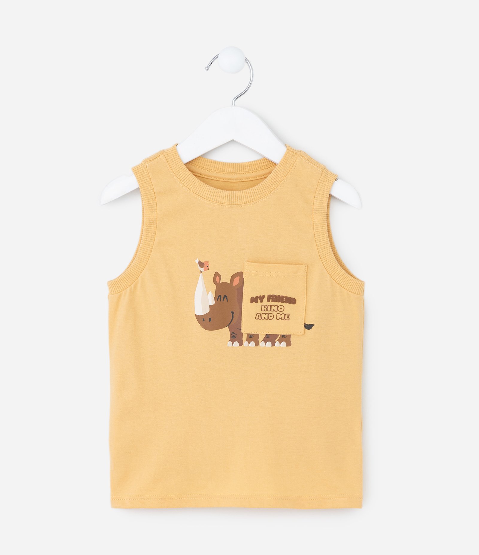 Regata Infantil com Estampa de Rinoceronte – Tam 1 a 5/6 Anos Amarelo Claro 1