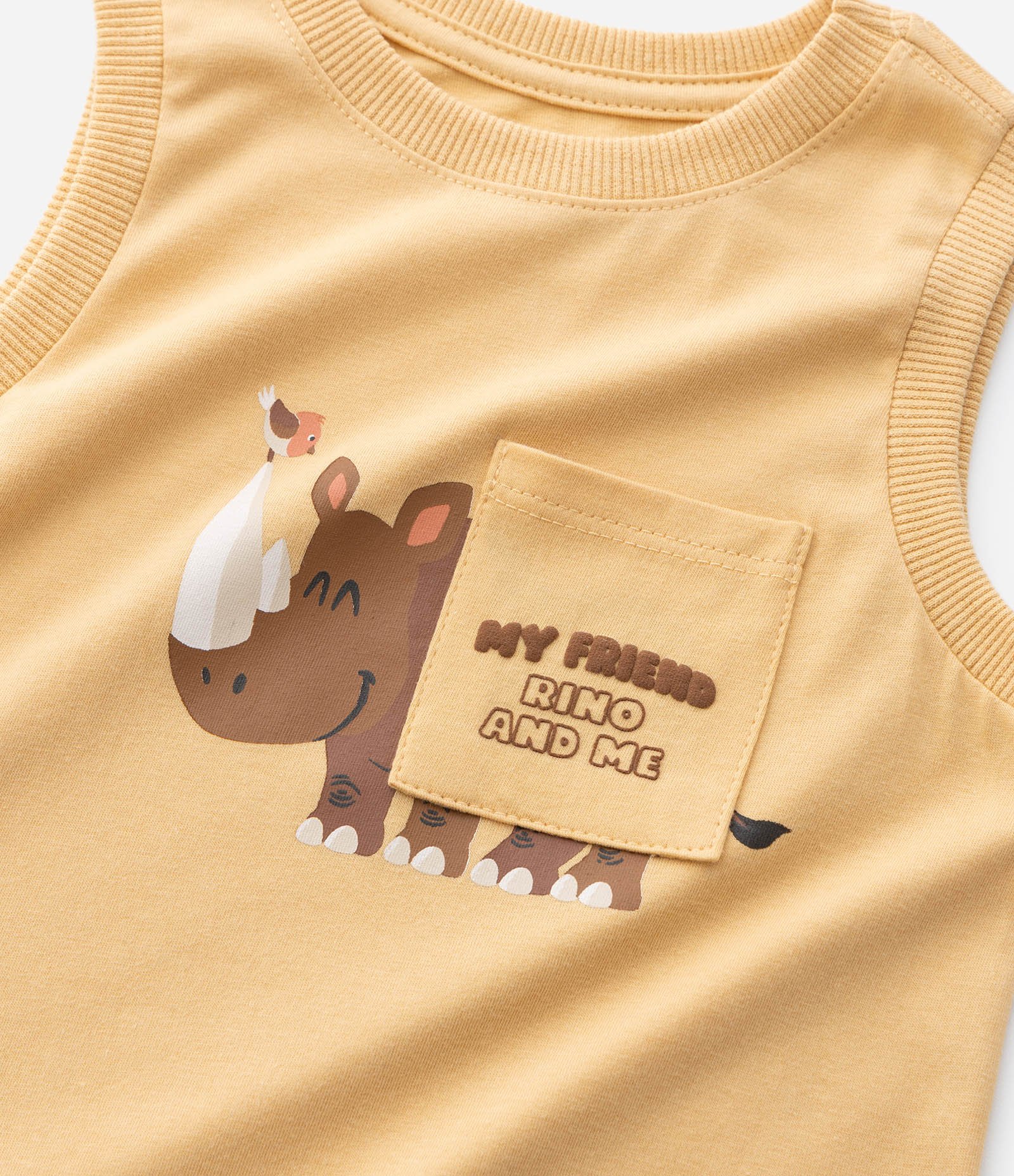 Regata Infantil com Estampa de Rinoceronte – Tam 1 a 5/6 Anos Amarelo Claro 4