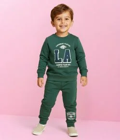 Conjunto Infantil em Moletom com Estampa Lettering College – Tam 1 a 5/6 Anos